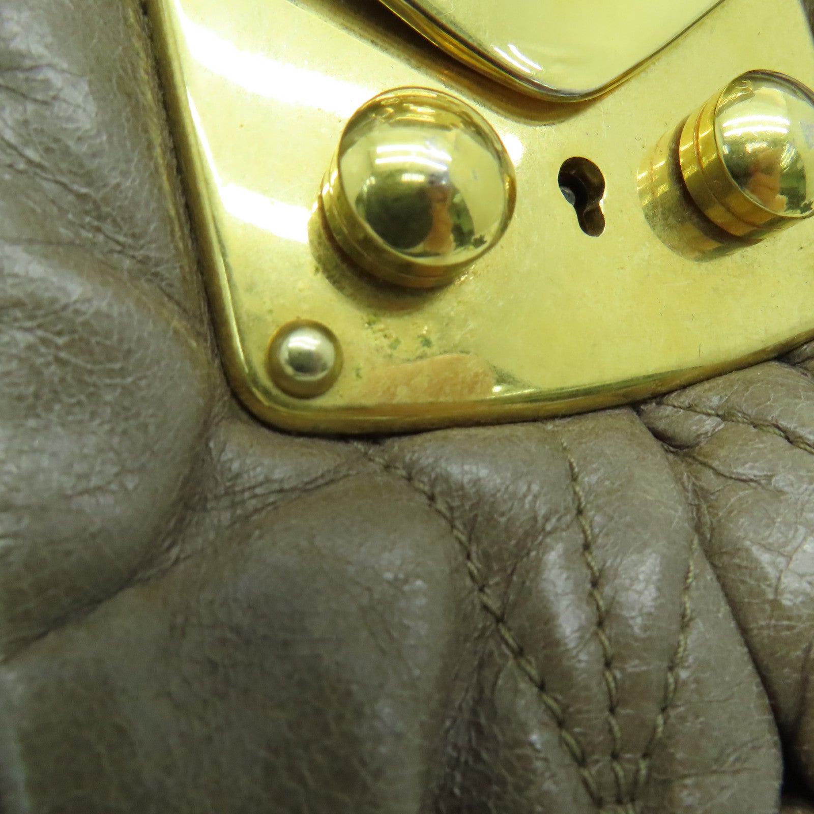 Miu Miu 牛皮皮革2way Shoulder Bag金扣手挽肩背两用袋啡色
