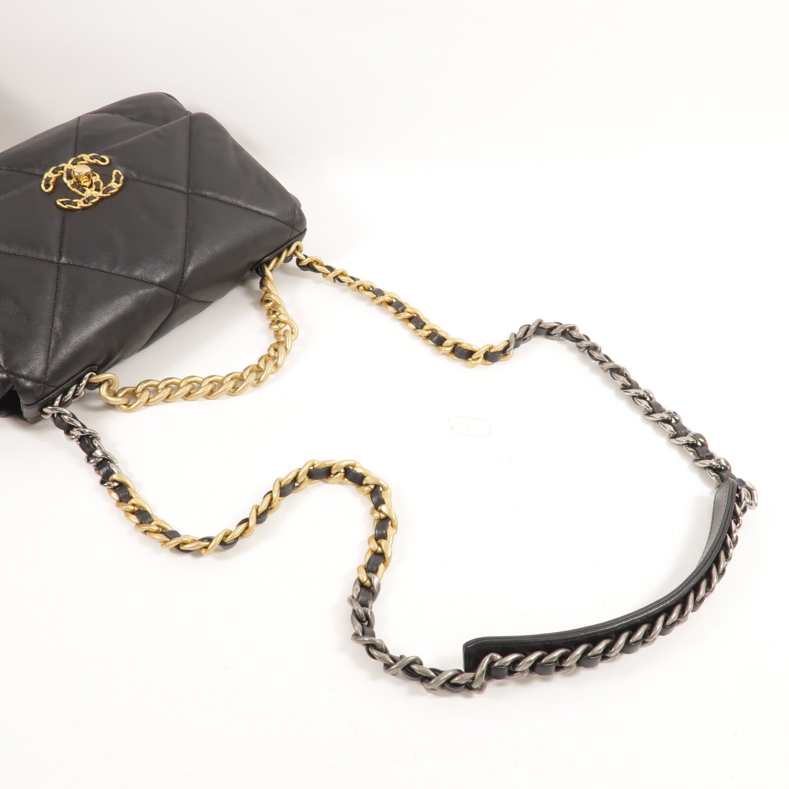CHANEL 牛皮皮革C19 Small鏈帶手挽肩背兩用袋