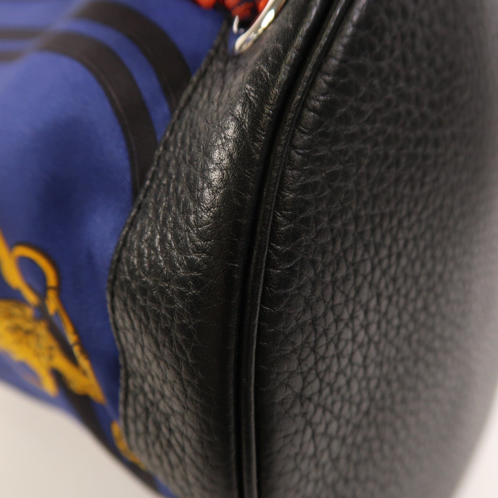 HERMES Togo皮革/絲質Soie Cool Backpack銀扣背包
