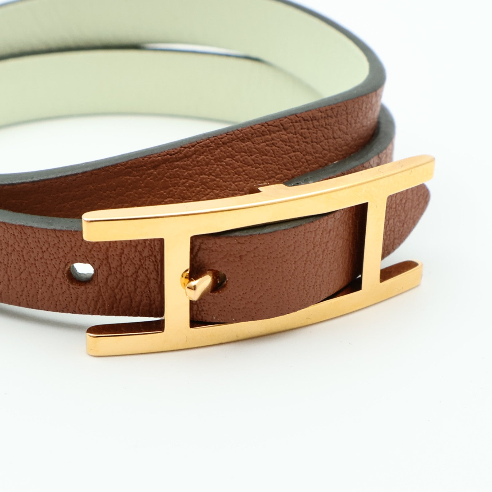 HERMES 【激減優惠】Swift皮革Behapi Double Tour Bracelet金扣手鏈