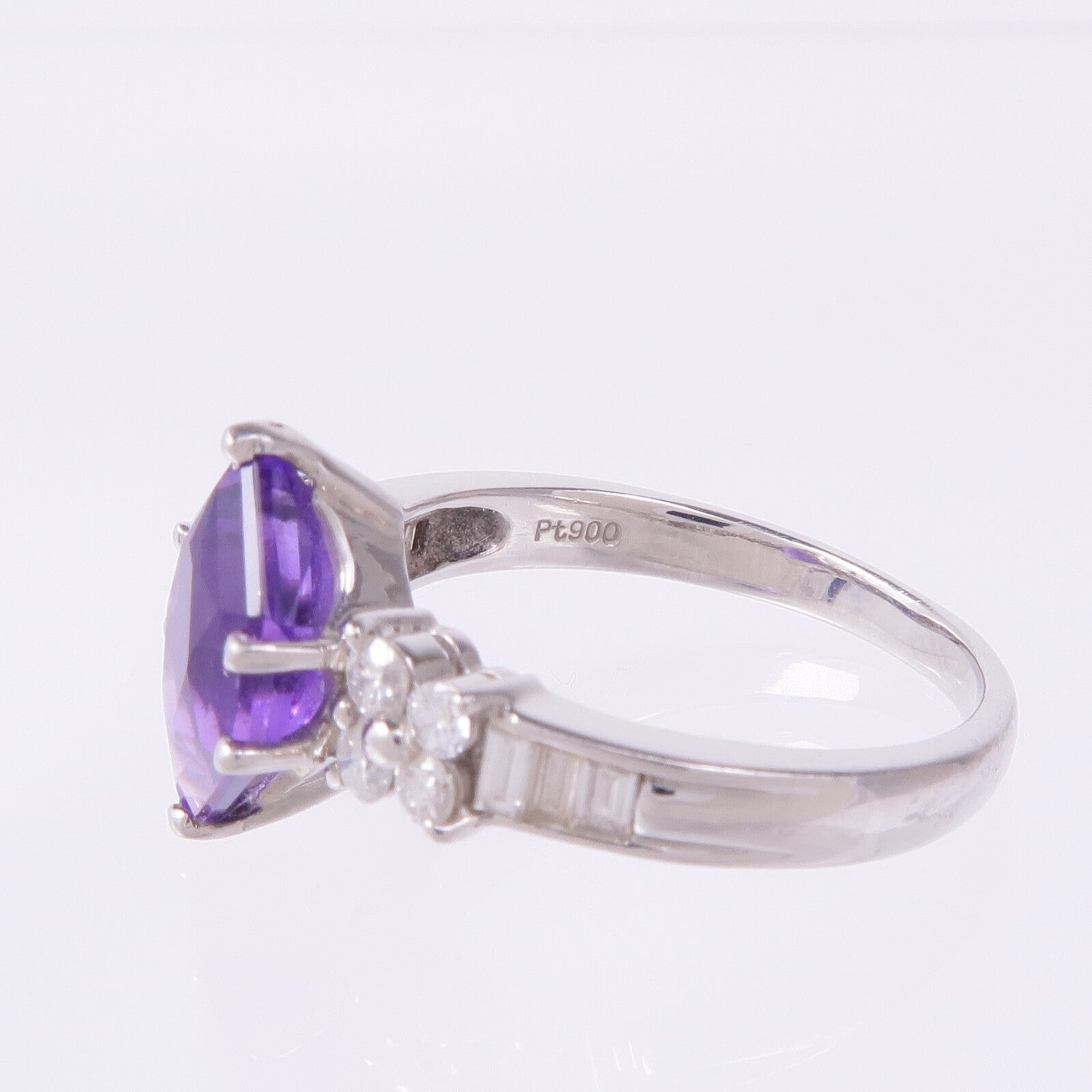 JEWELRY PT900鉑金Amethyst Diamond Ring戒指US#7.25