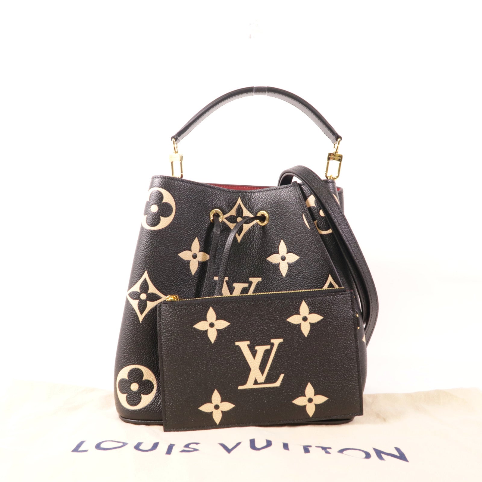 LOUIS VUITTON Monogram Empreinte Bicolor NeoNoe MM金扣手挽肩背兩用袋