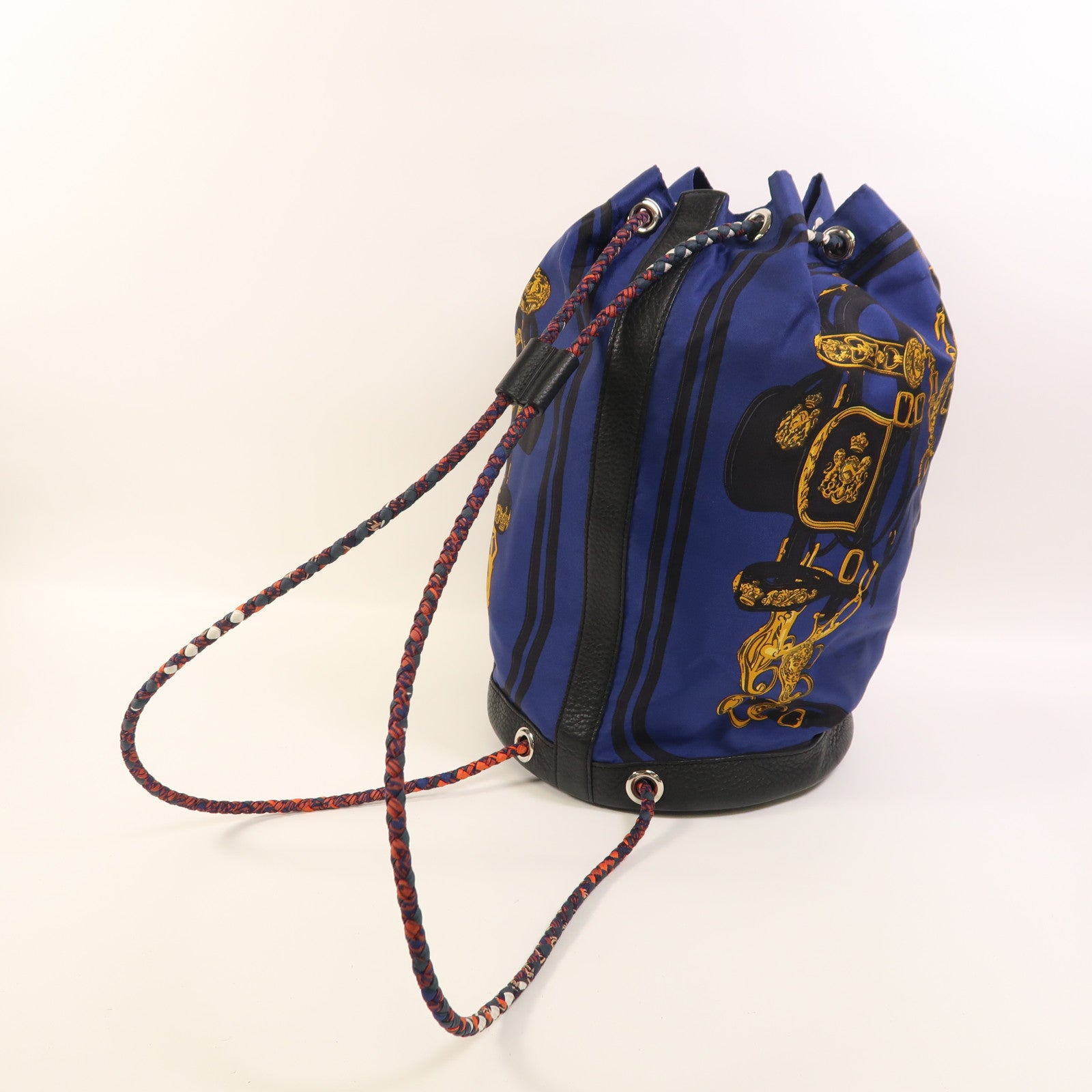 HERMES Togo皮革/絲質Soie Cool Backpack銀扣背包