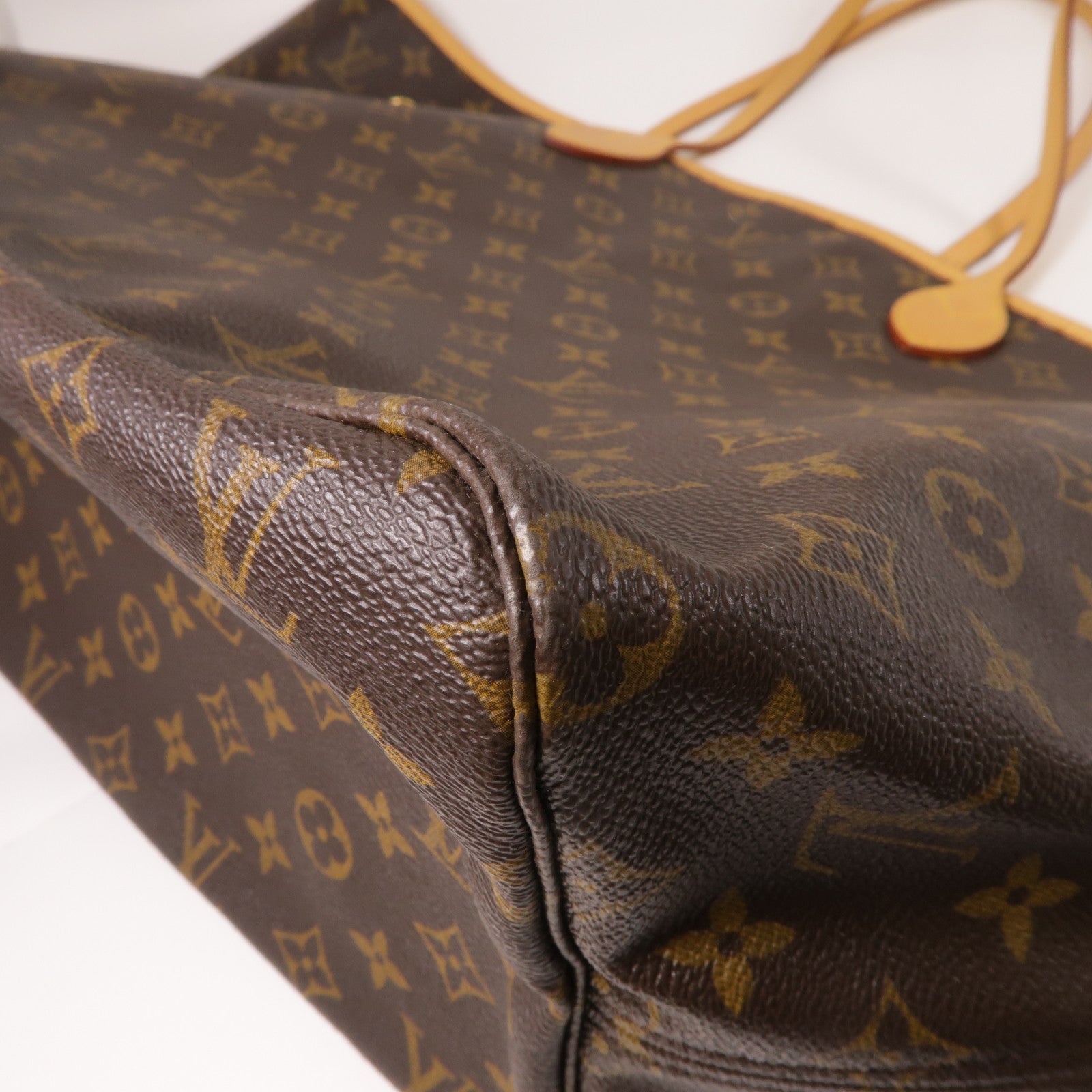 LOUIS VUITTON Monogram Neverfull GM金扣手挽袋棕色