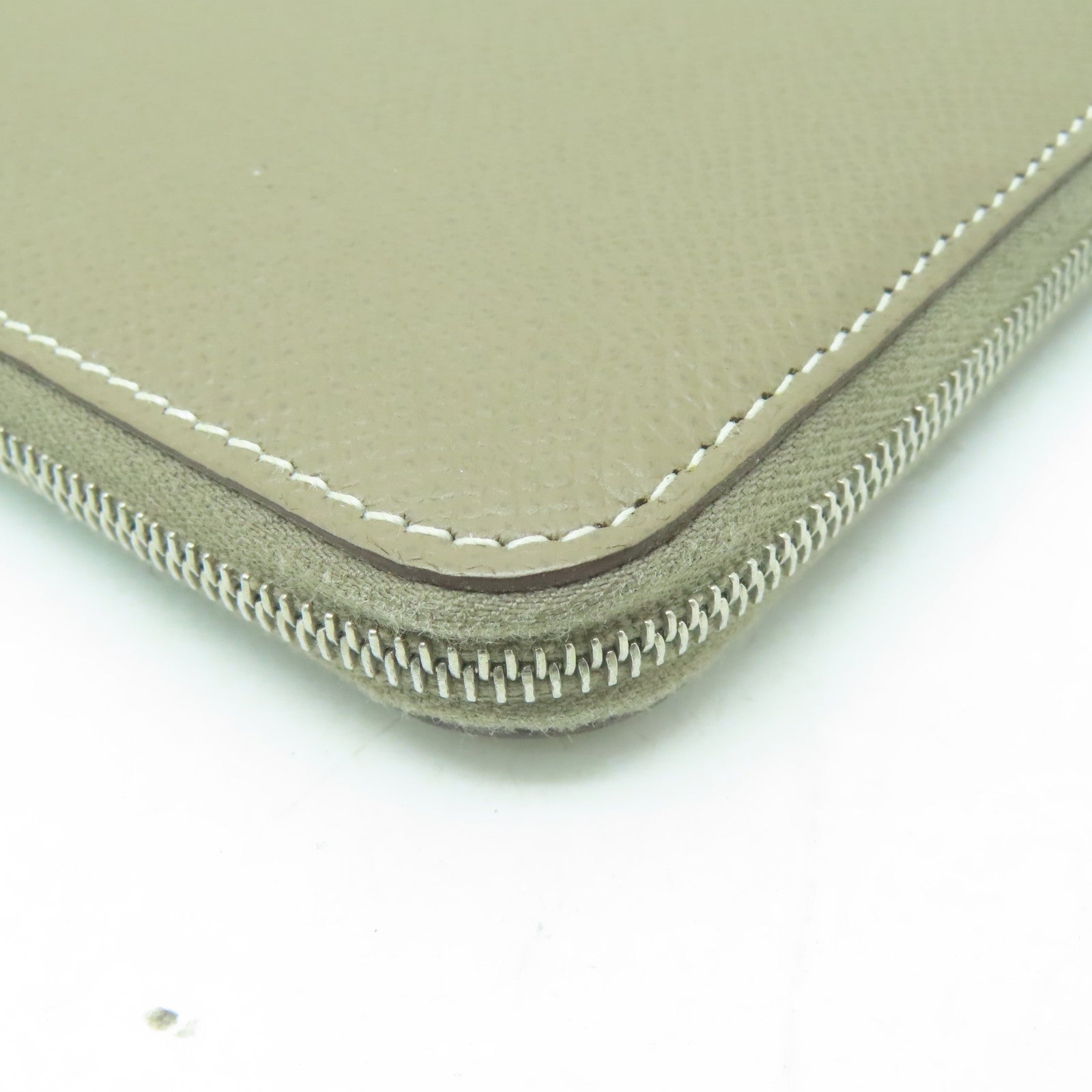 HERMES Veau Epsom皮革Silk In Compact銀扣長錢包大象灰色