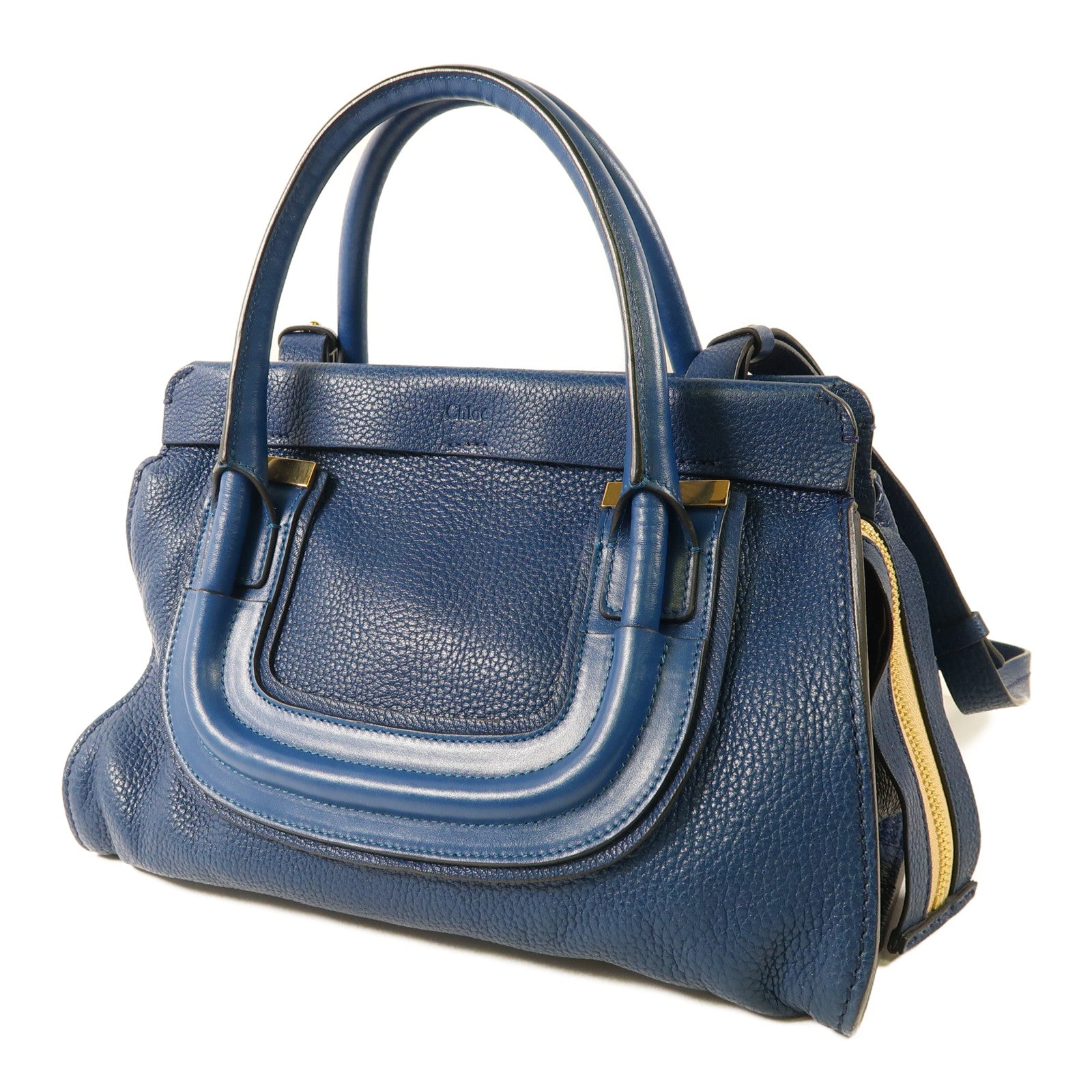 Chloe GHW 2 Way Shoulder Bag 3S1186 Calfskin Leather Blue