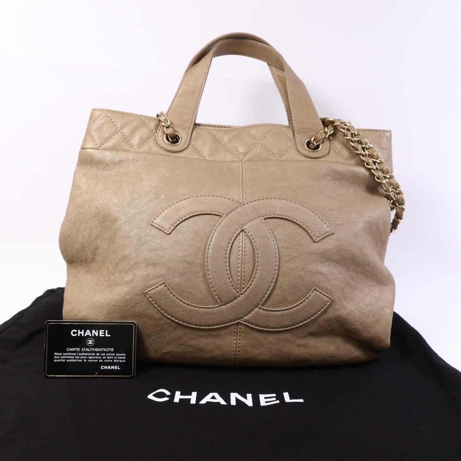 CHANEL 牛皮皮革2 Way Shoulder Bag金扣鏈帶肩背袋