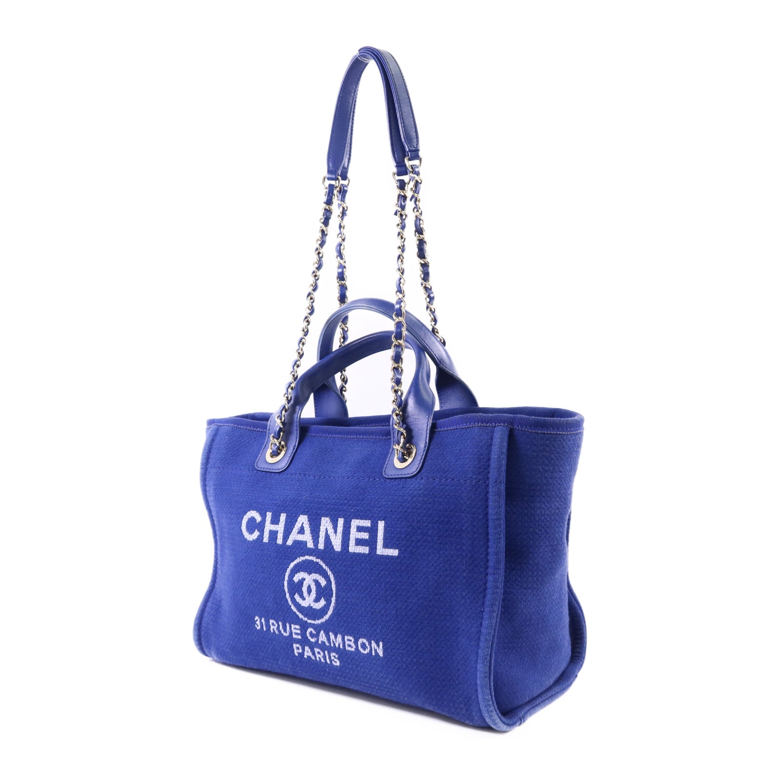 CHANEL 帆布Deauville Tote with Pouch金扣手挽肩背兩用袋