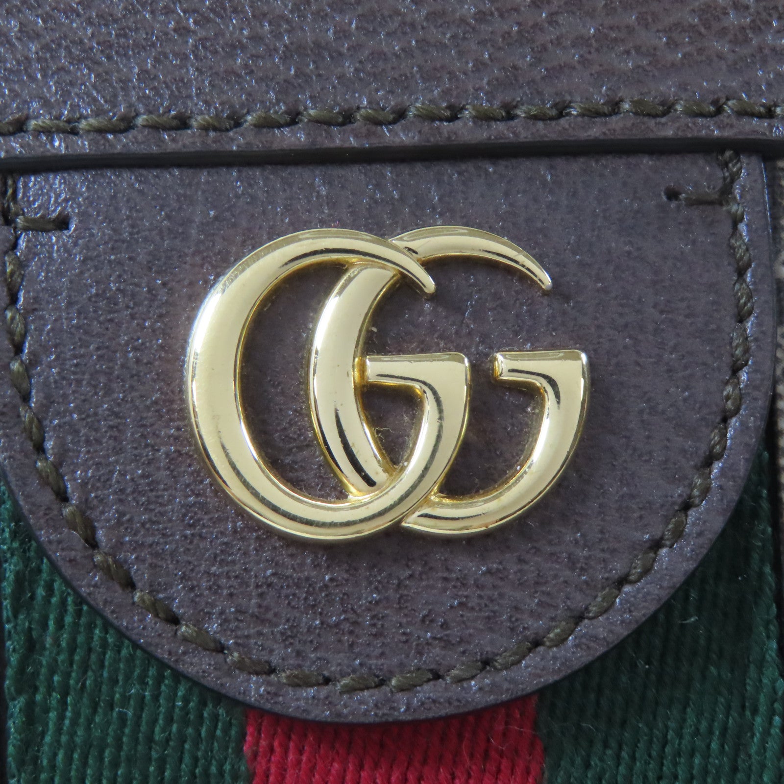 GUCCI 塗層帆布Ophidia金扣鏈帶肩背袋啡色