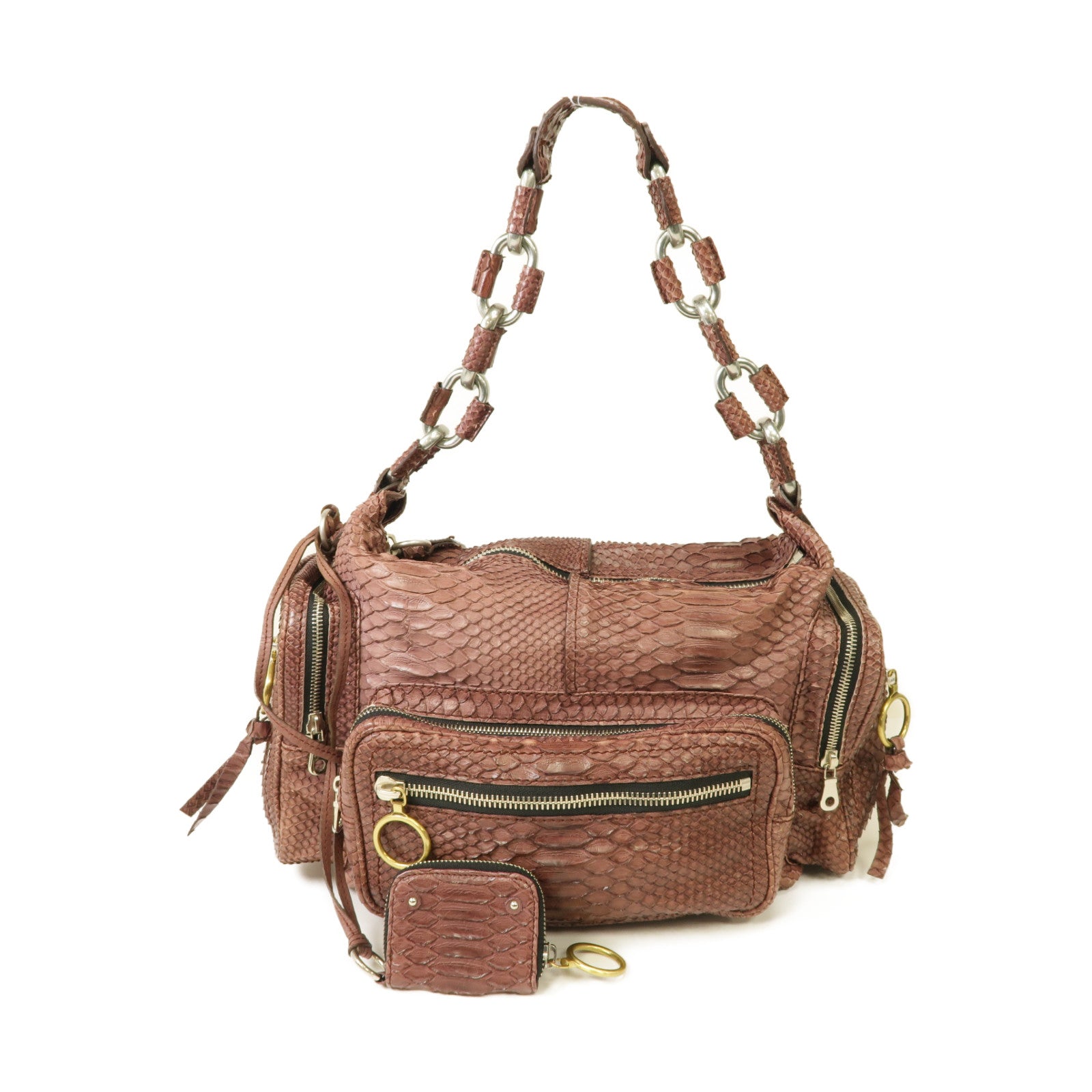 Chloe 【激減優惠】蛇皮皮革Shoulder Bag金扣肩背袋紅色