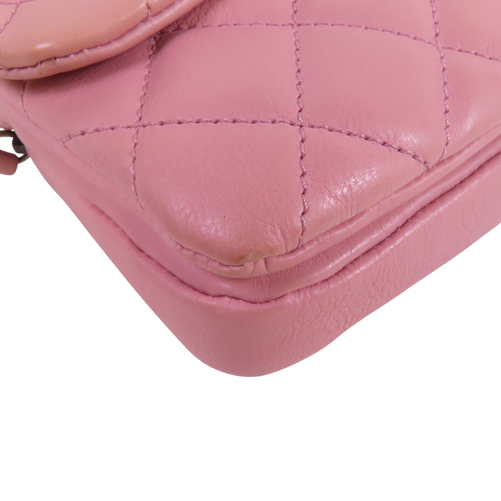 CHANEL 牛皮皮革Chain Shoulder金扣鏈帶肩背袋