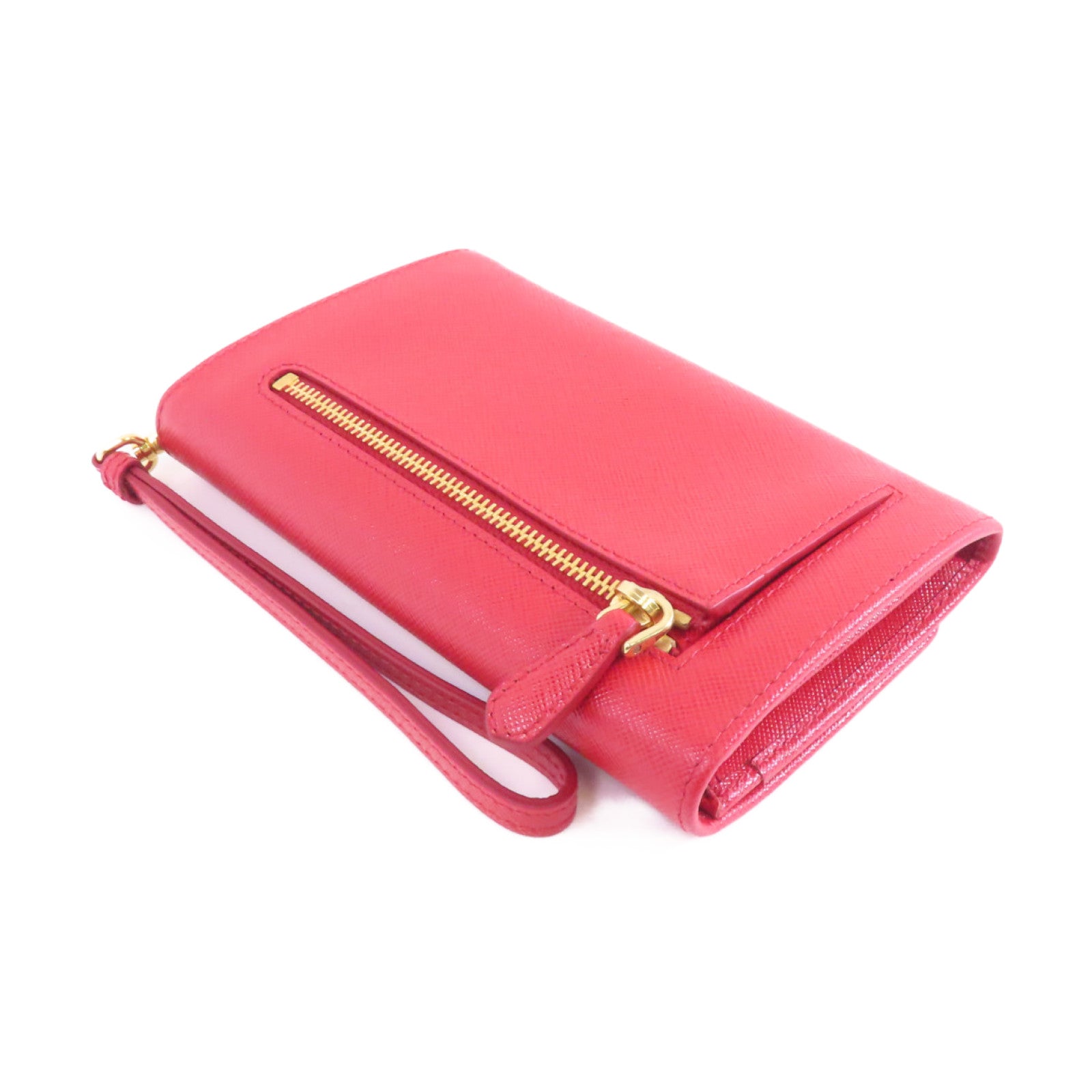 PRADA 牛皮皮革Wallet金扣錢包紅色