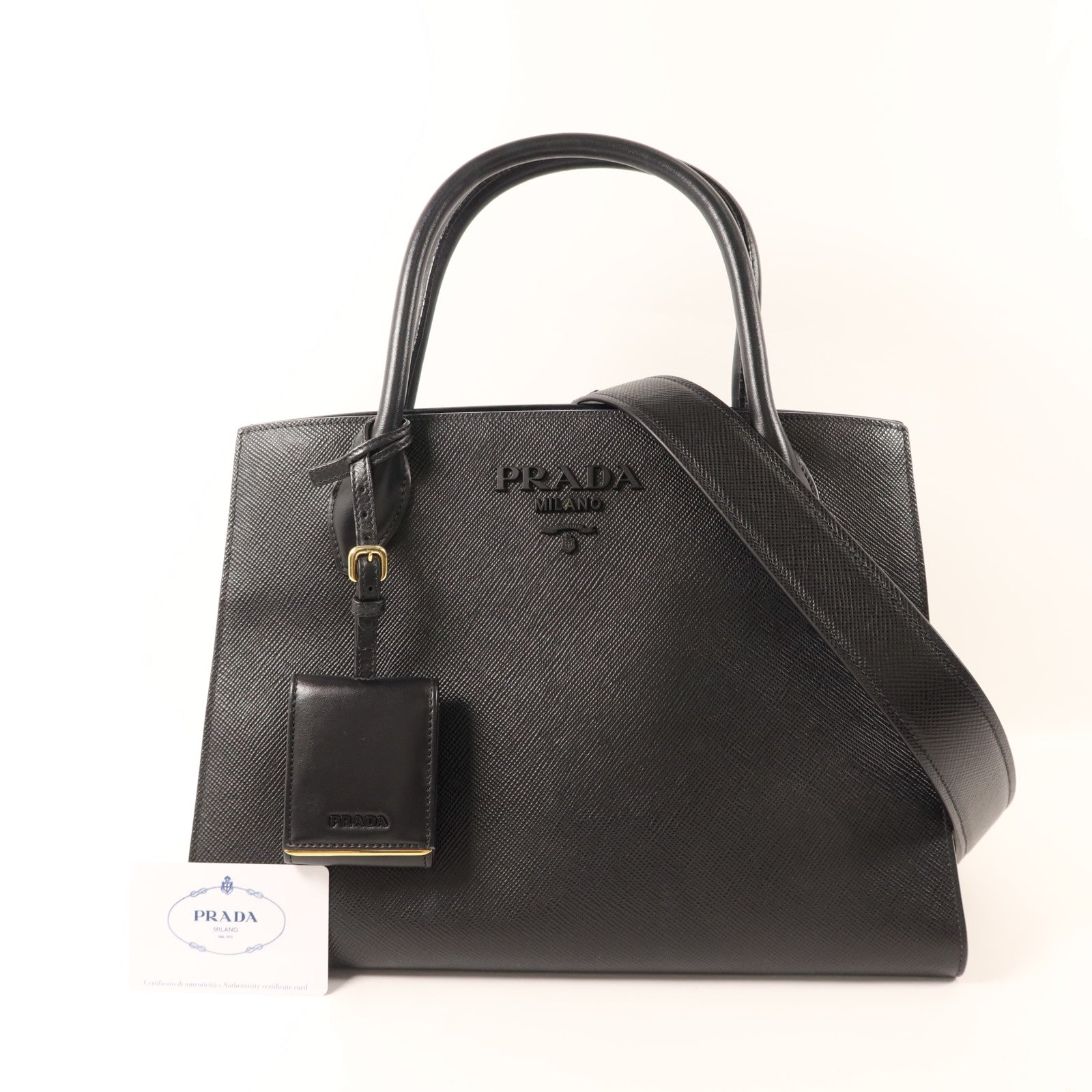 PRADA 牛皮皮革2 Way Shoulder金扣手挽肩背兩用袋
