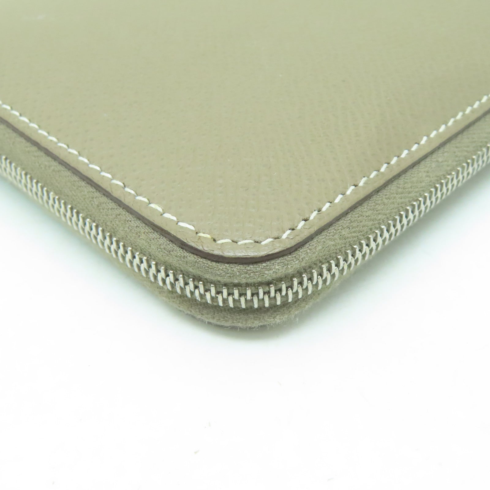 HERMES Veau Epsom皮革Silk In Compact銀扣長錢包大象灰色
