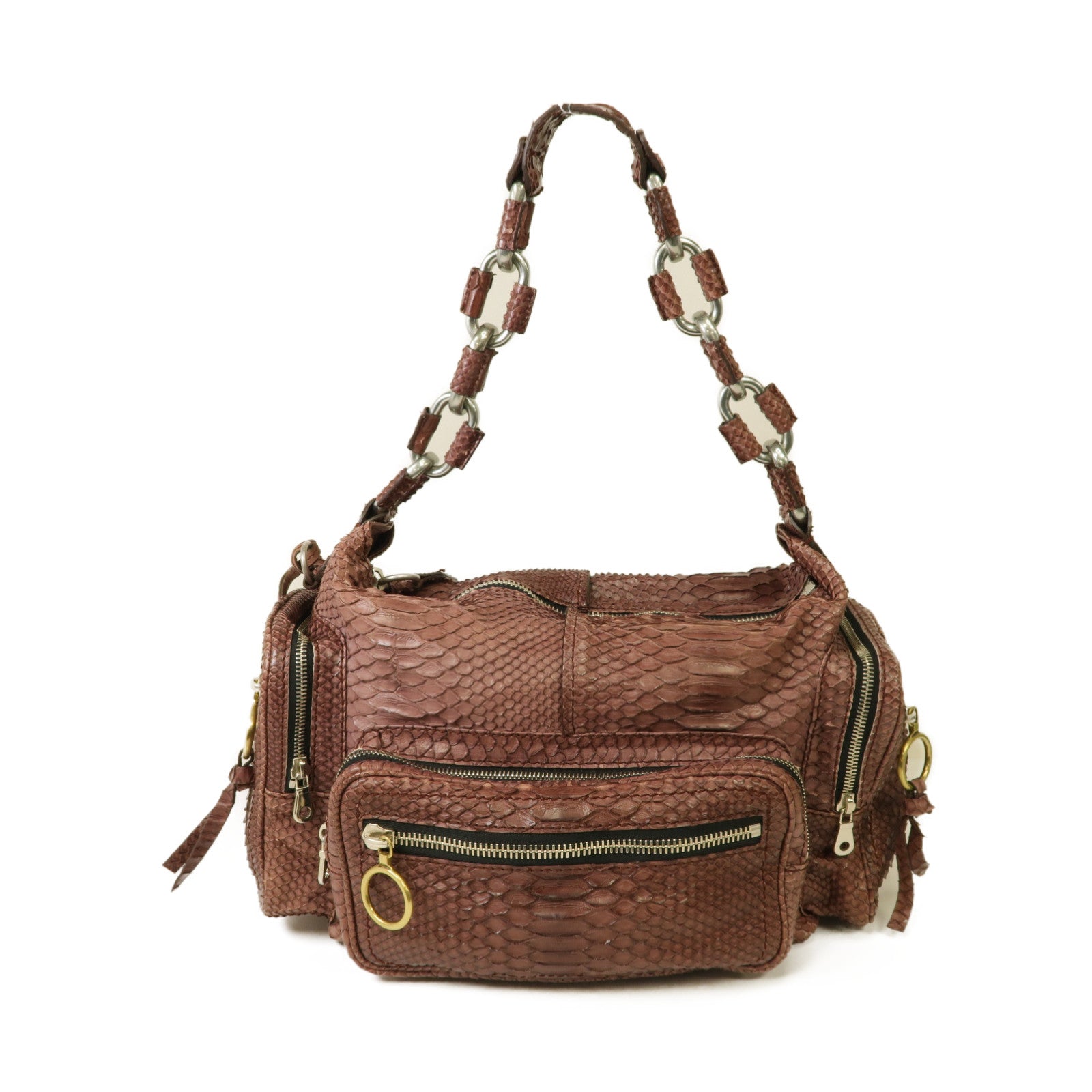 Chloe 【激減優惠】蛇皮皮革Shoulder Bag金扣肩背袋紅色