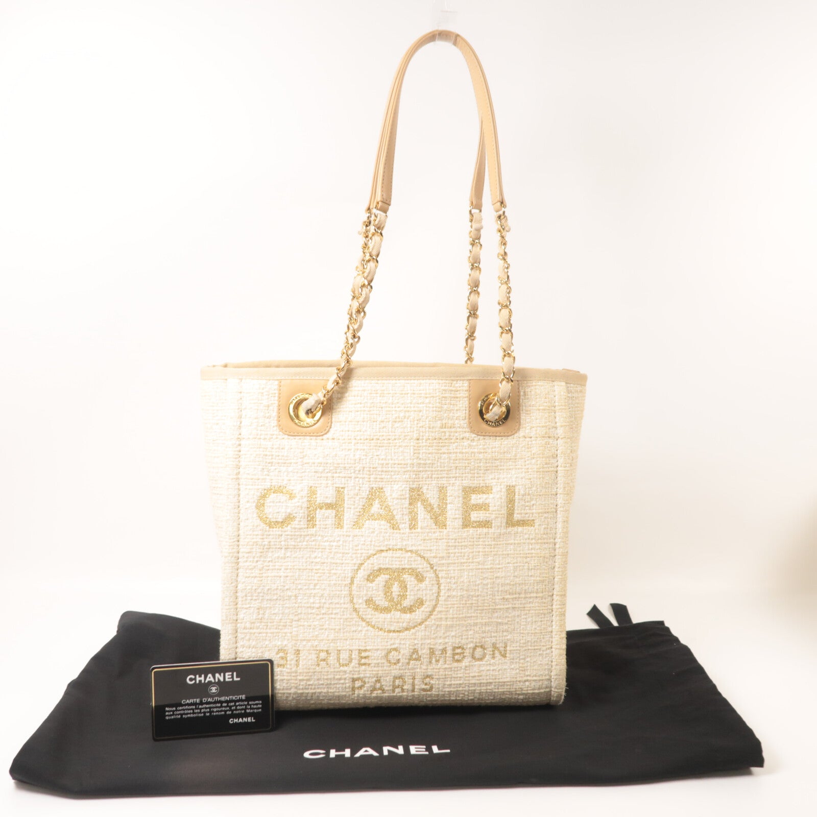 CHANEL 帆布Deauville Tote手挽袋