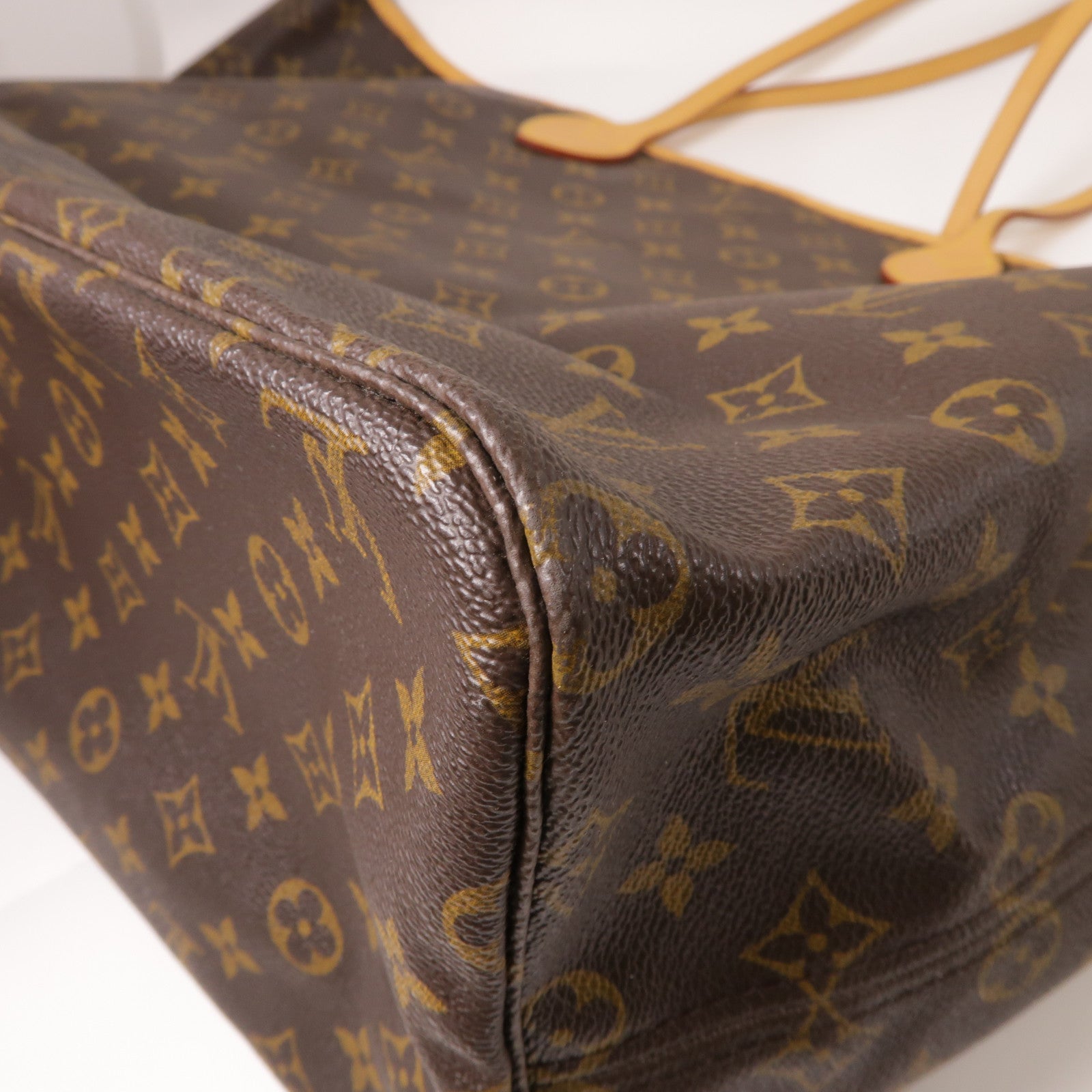 LOUIS VUITTON Monogram Neverfull GM金扣手挽袋棕色