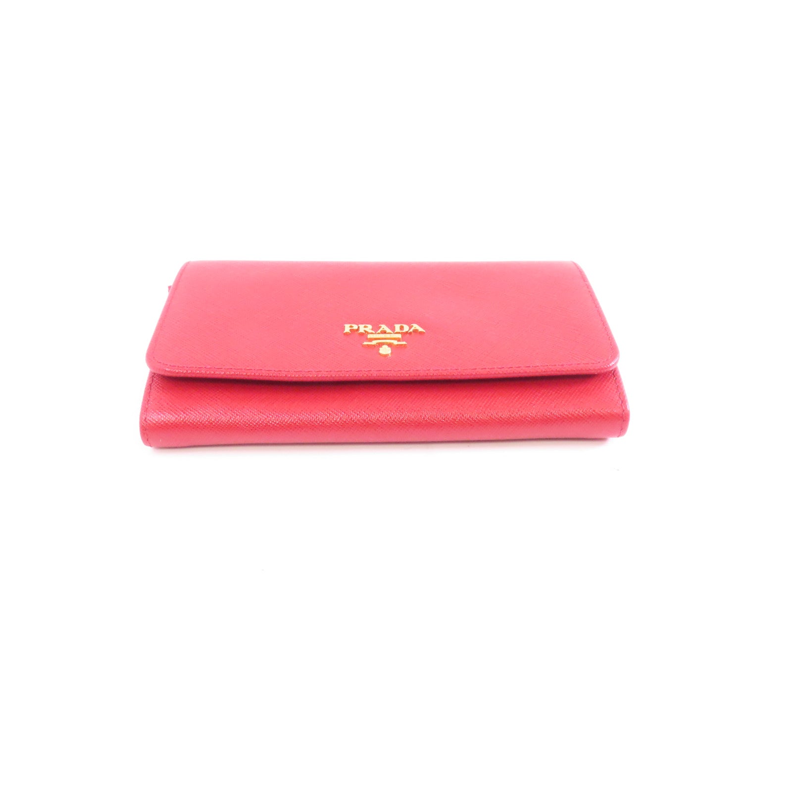 PRADA 牛皮皮革Wallet金扣錢包紅色