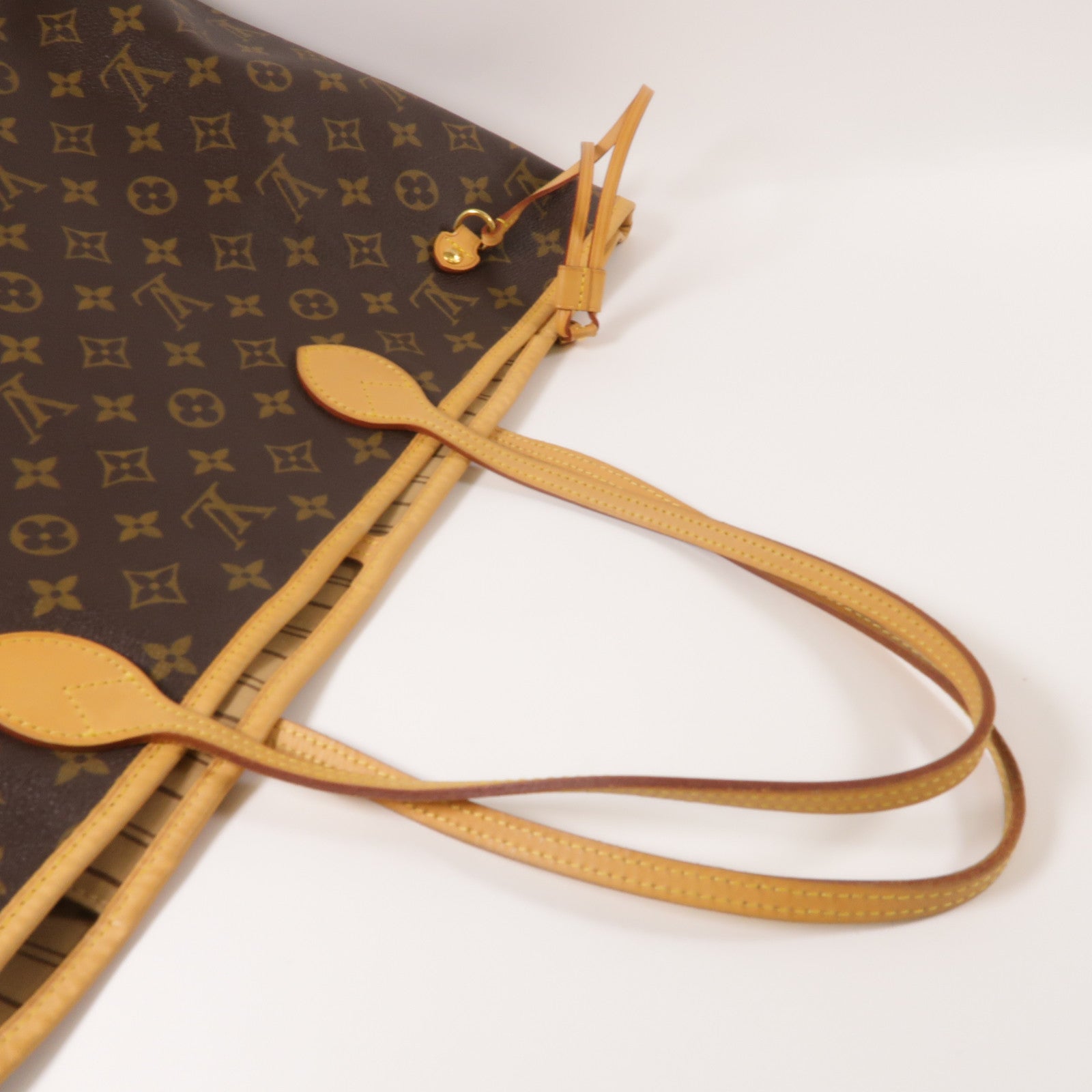 LOUIS VUITTON Monogram Neverfull GM金扣手挽袋棕色
