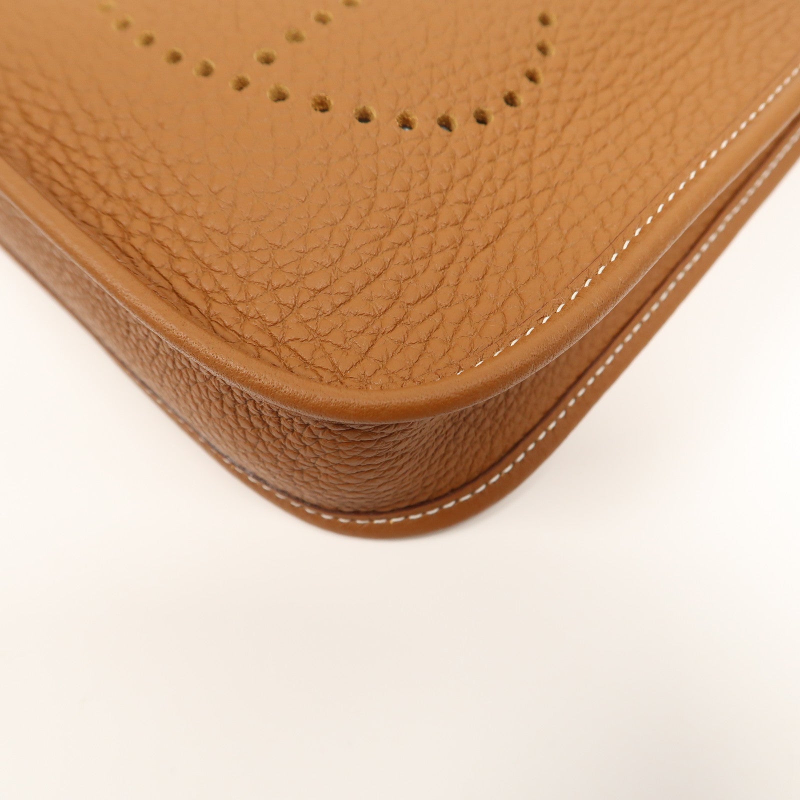 HERMES Clemence皮革Evelyne TPM銀扣肩背袋Gold/啡色