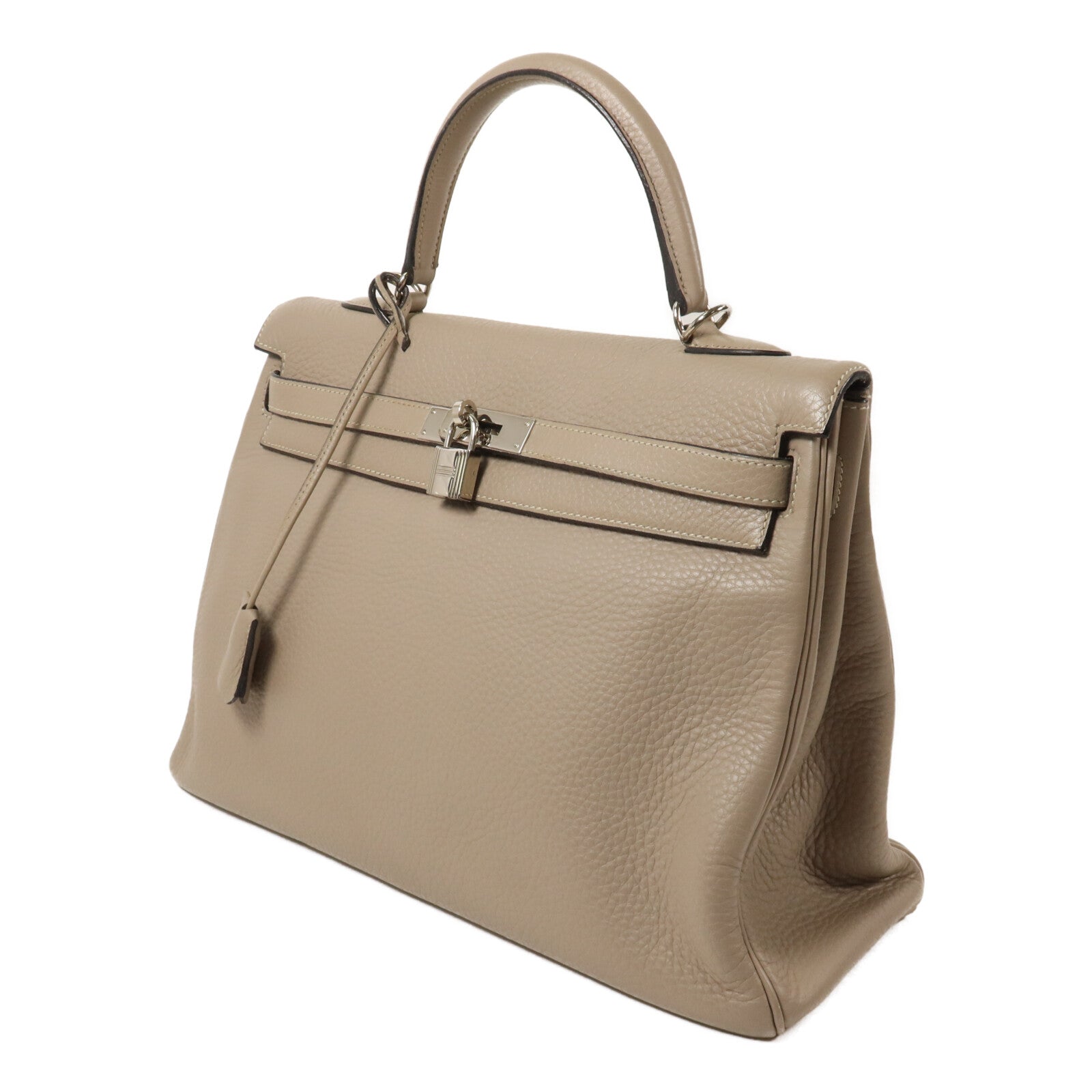 HERMES Clemence皮革Kelly 35手挽肩背兩用袋Gris Tourterelle