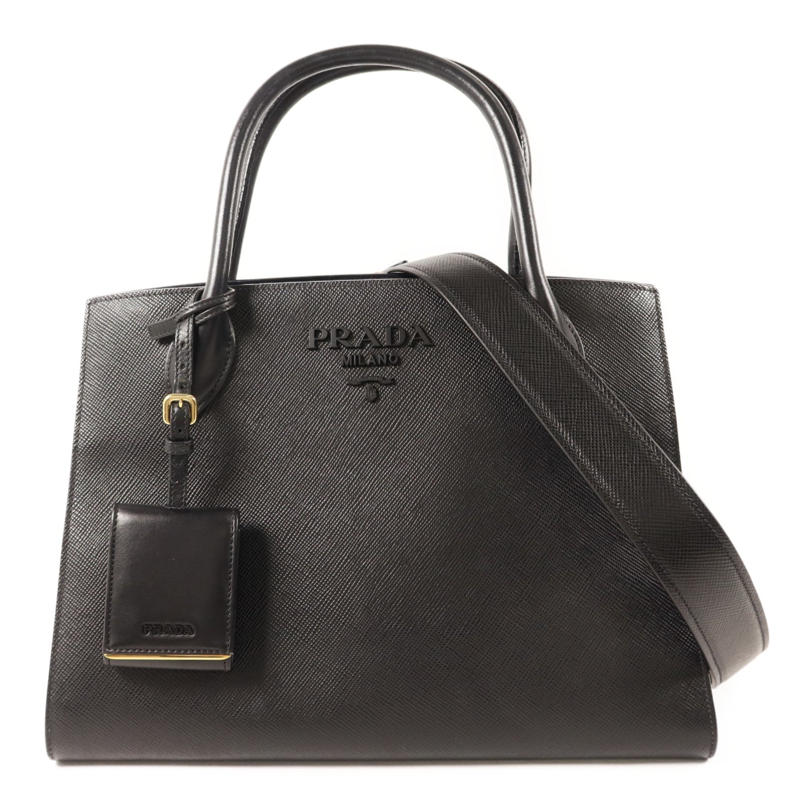 PRADA 牛皮皮革2 Way Shoulder金扣手挽肩背兩用袋