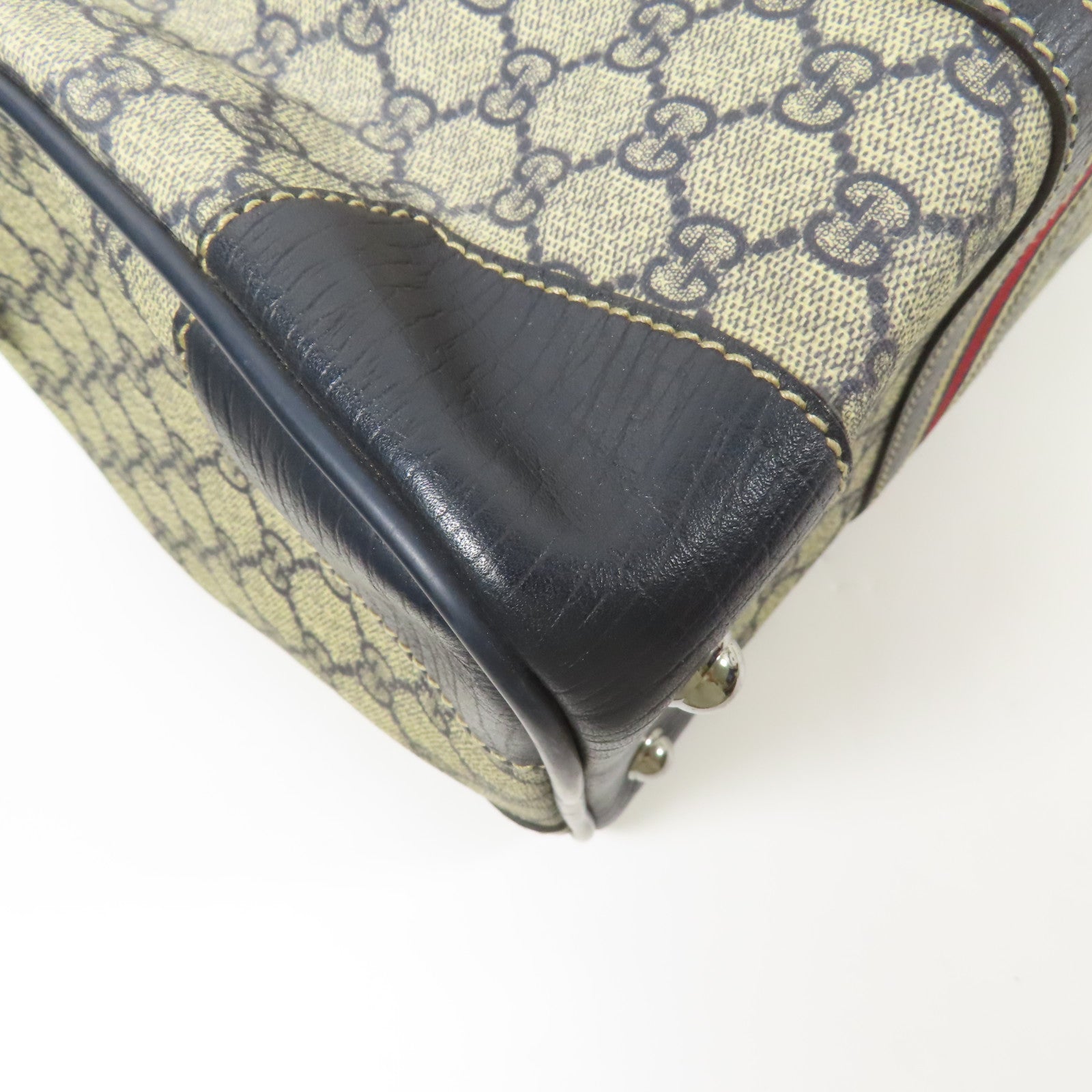 GUCCI 塗層帆布Boston Bag銀扣手挽袋