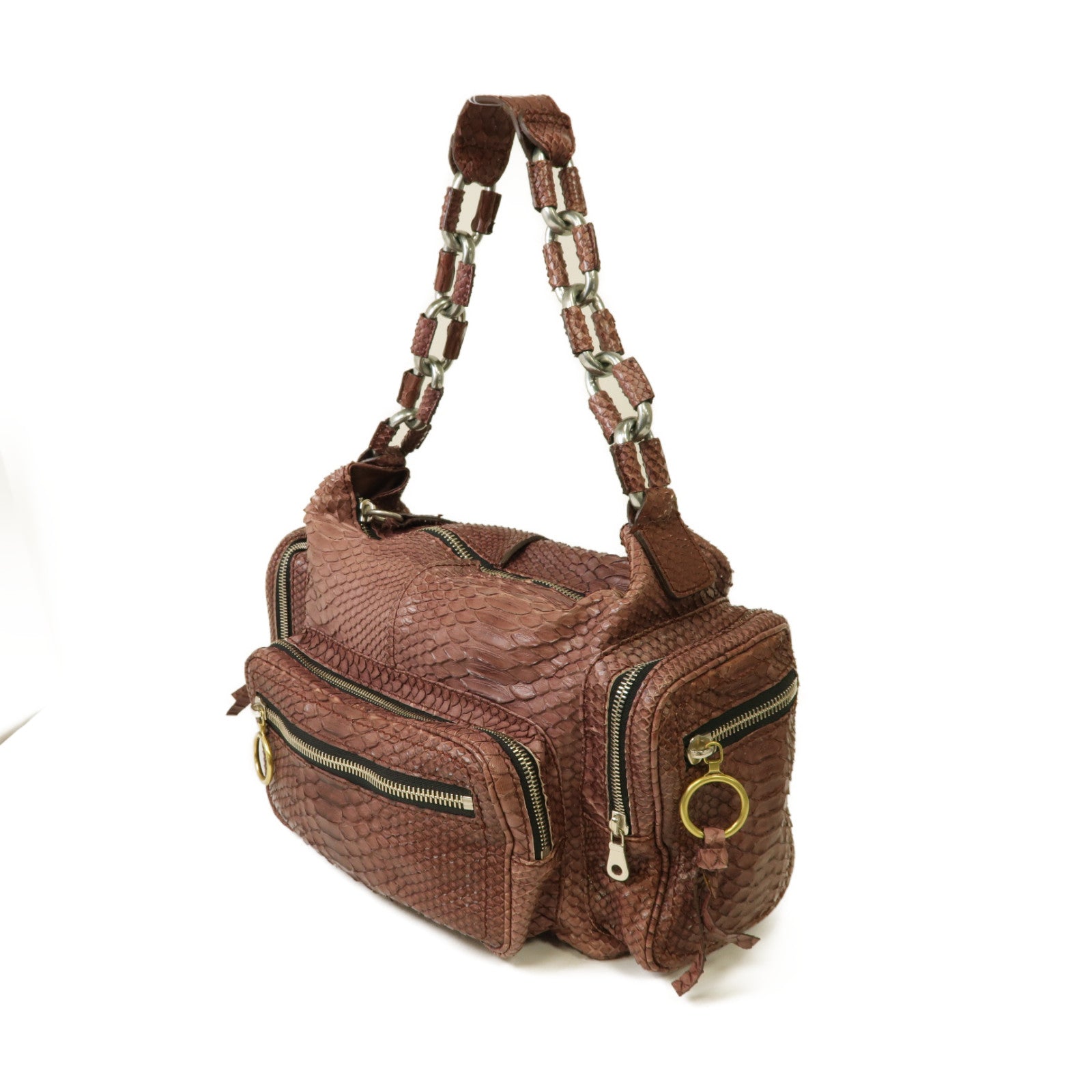 Chloe 【激減優惠】蛇皮皮革Shoulder Bag金扣肩背袋紅色