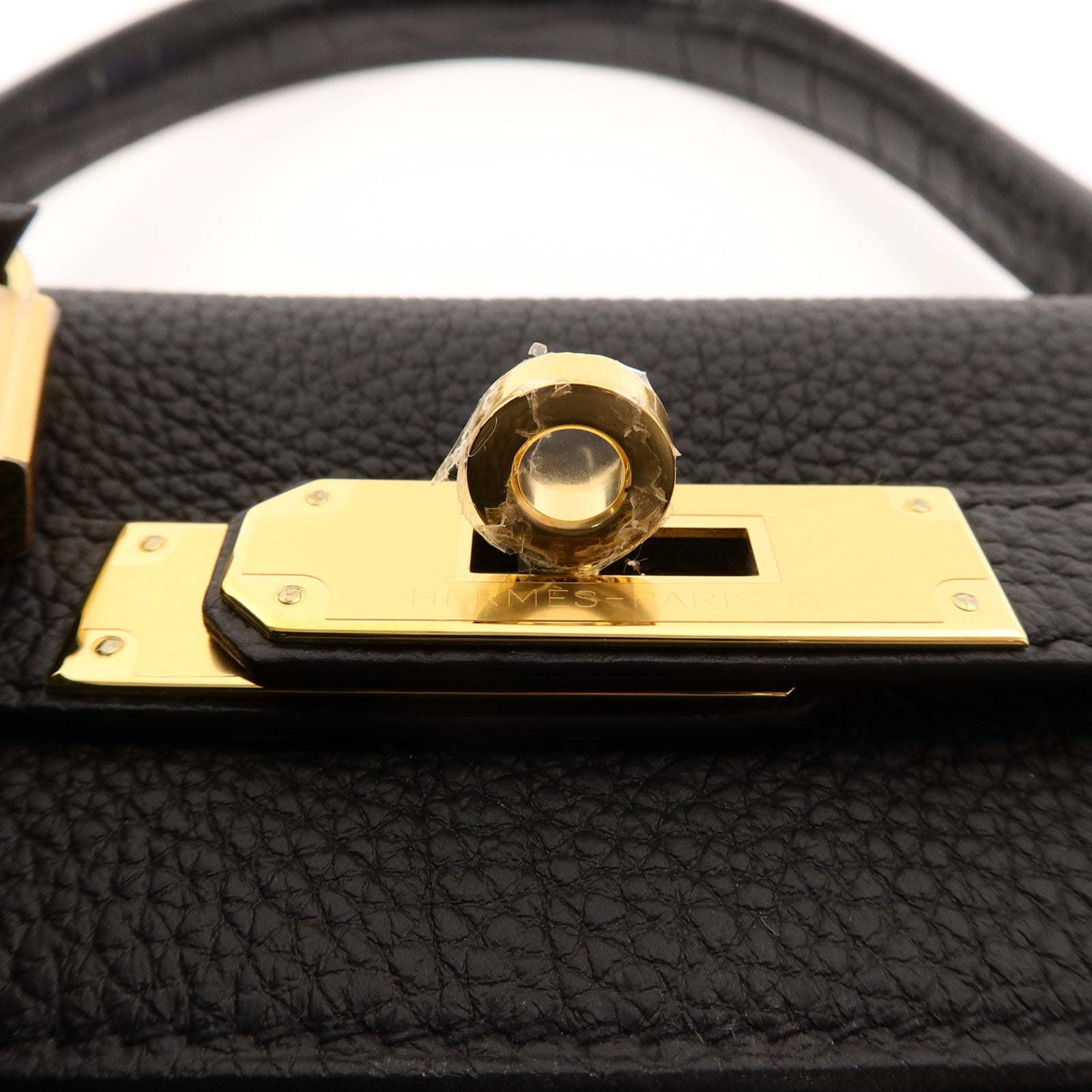 HERMES Togo/Croco皮革Kelly 32手挽肩背兩用袋Noir