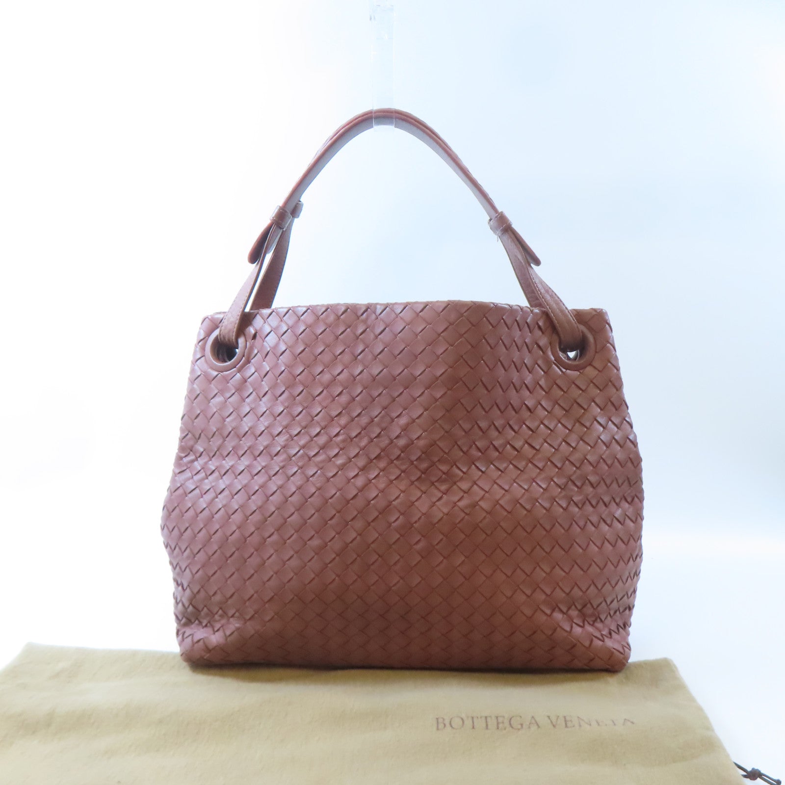 BOTTEGA VENETA 織紋牛皮皮革Shoulder Bag肩背袋粉紅色