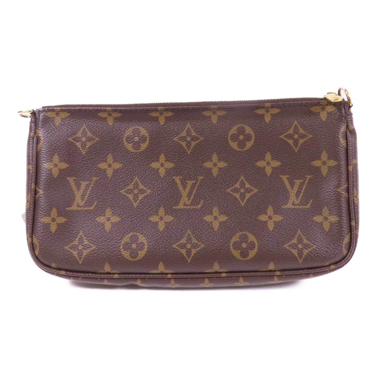 LOUIS VUITTON Monogram Multi Pochette Accessoires金扣手挽肩背兩用袋棕色