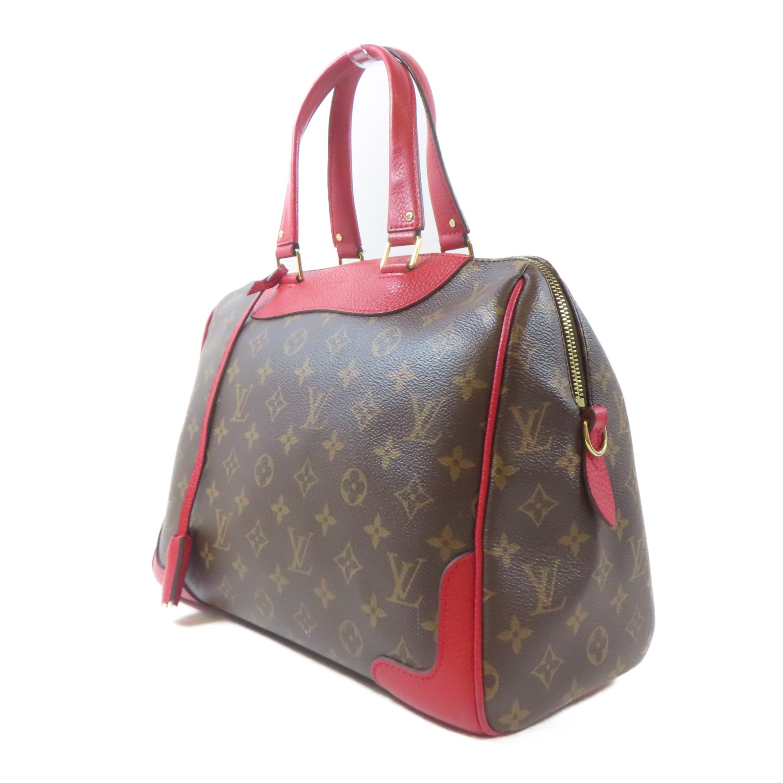 LOUIS VUITTON Monogram Retiro PM金扣手挽肩背兩用袋啡色/紅色