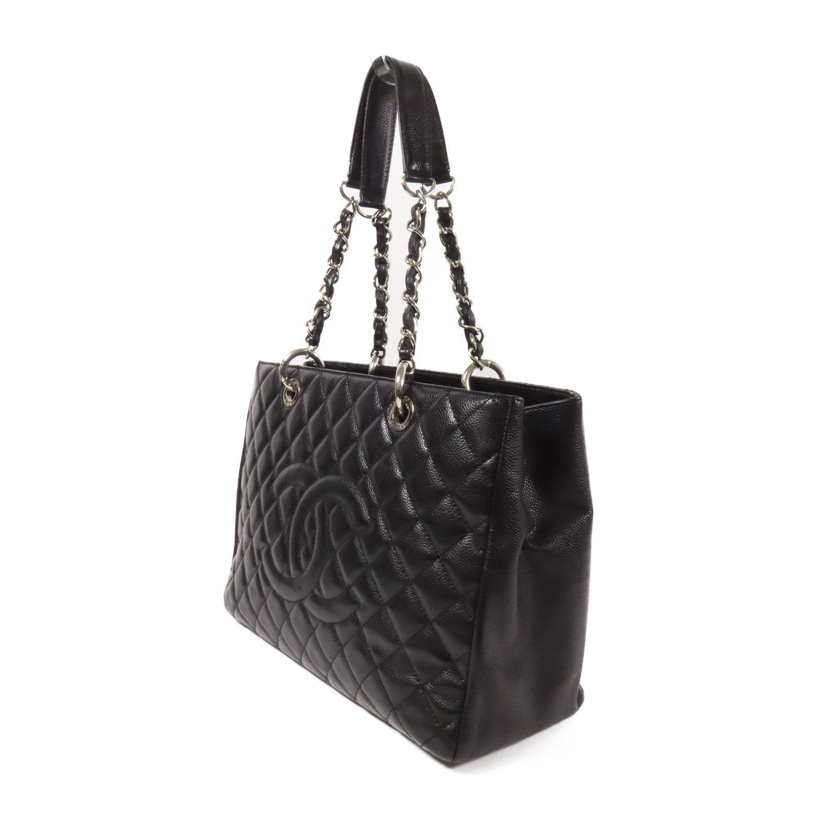 CHANEL 牛皮皮革GST Grand Shopping Tote銀扣鏈帶肩背袋