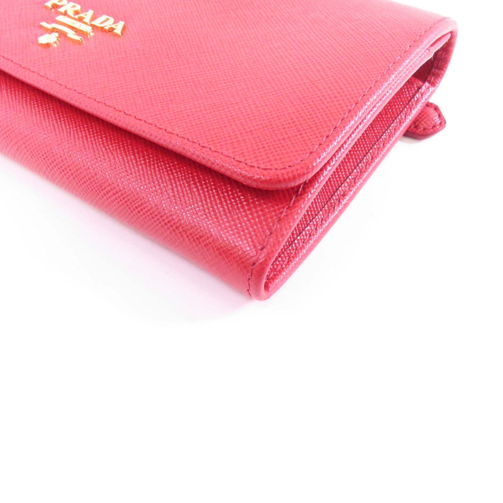 PRADA 牛皮皮革Wallet金扣錢包紅色