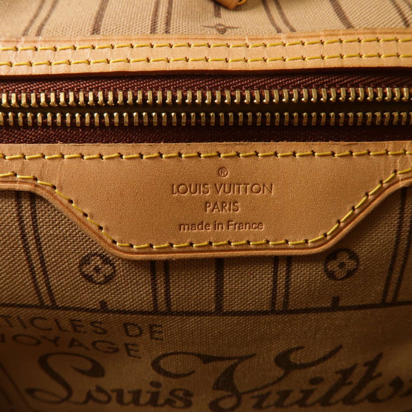 LOUIS VUITTON Monogram Neverfull GM金扣手挽袋棕色