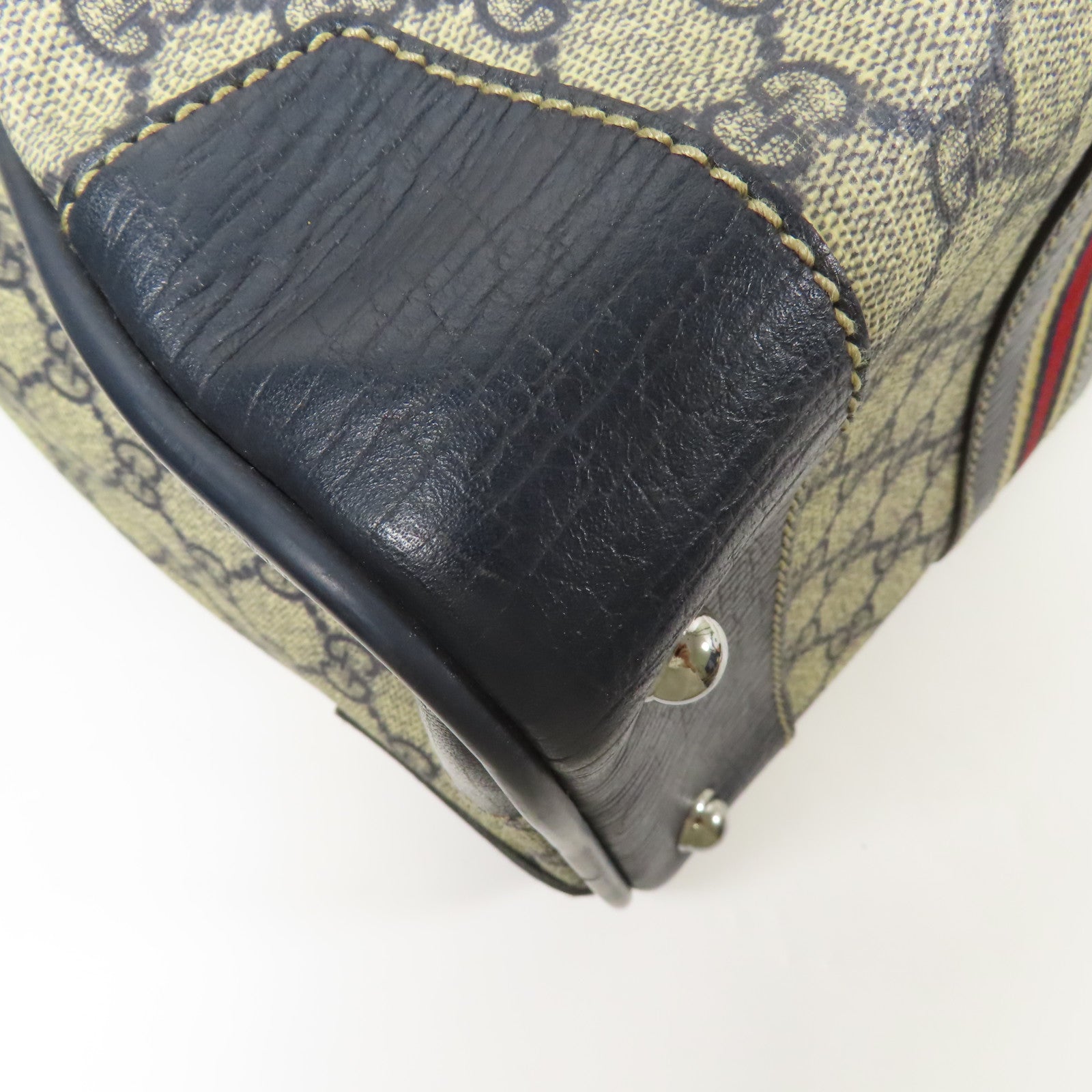 GUCCI 塗層帆布Boston Bag銀扣手挽袋