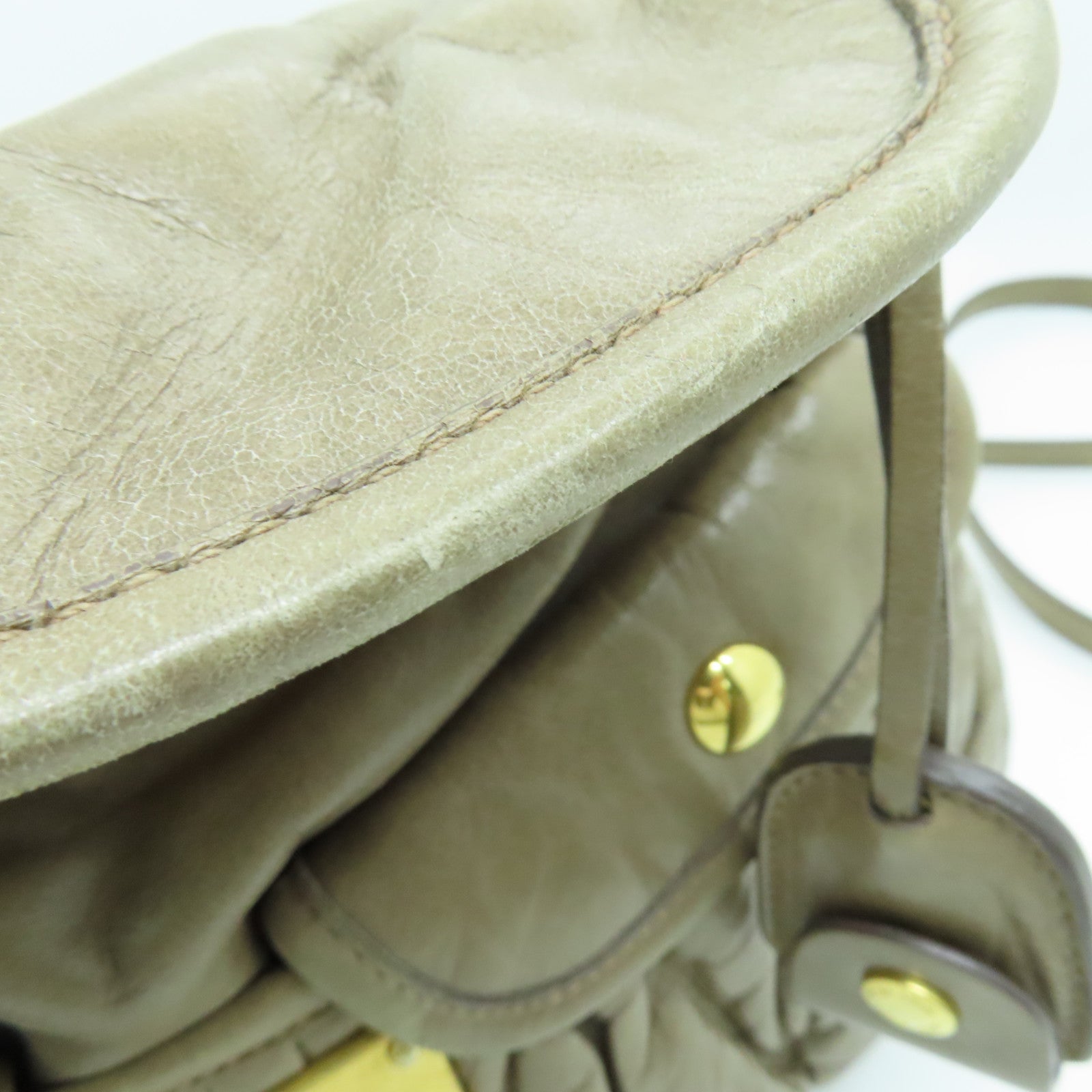 Miu Miu 牛皮皮革2way Shoulder Bag金扣手挽肩背两用袋啡色