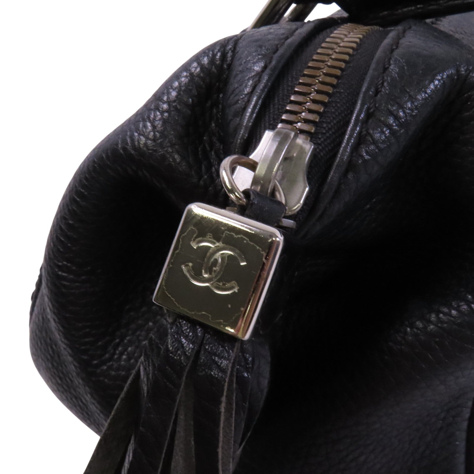 CHANEL 牛皮皮革Hand Bag銀扣手挽袋