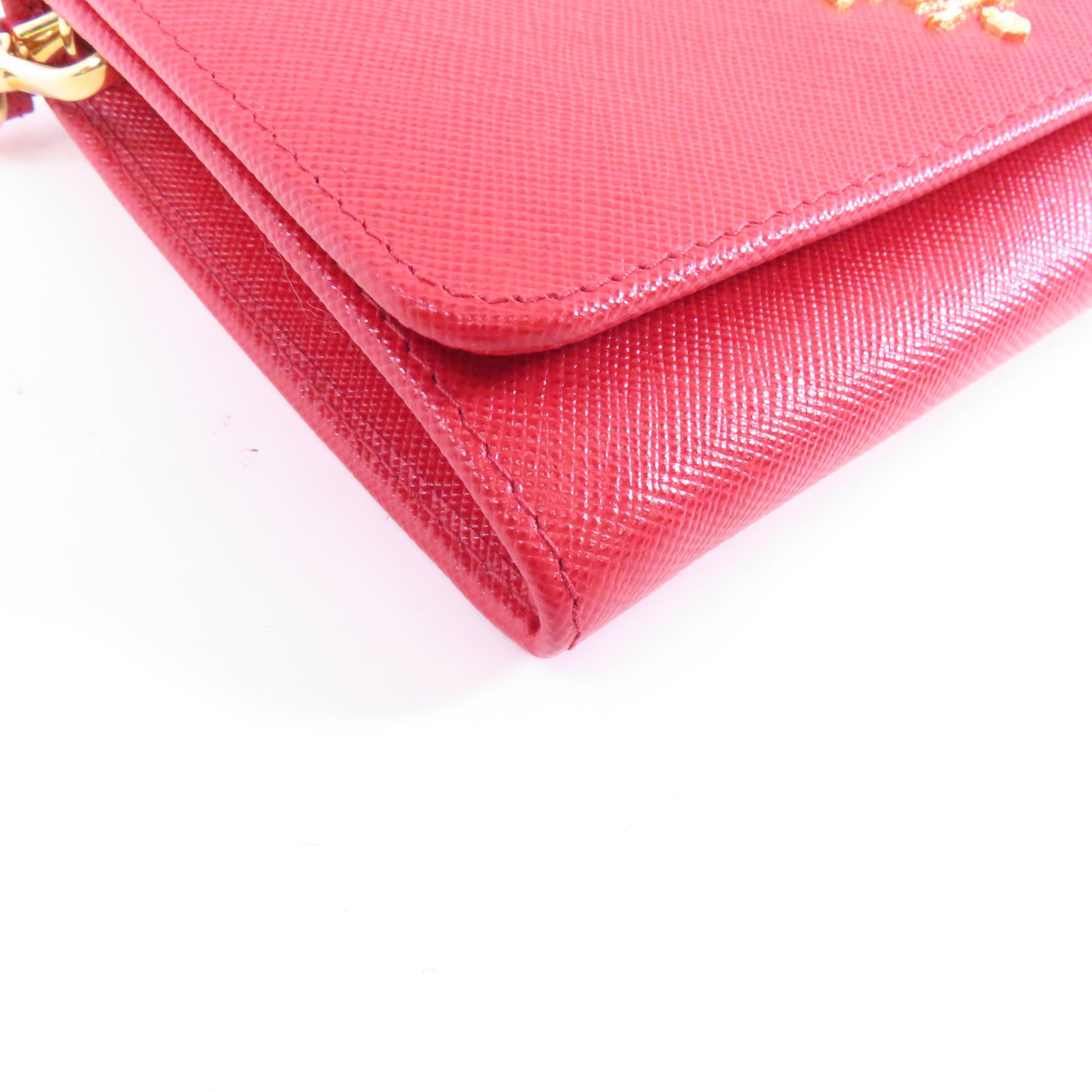 PRADA 牛皮皮革Wallet金扣錢包紅色