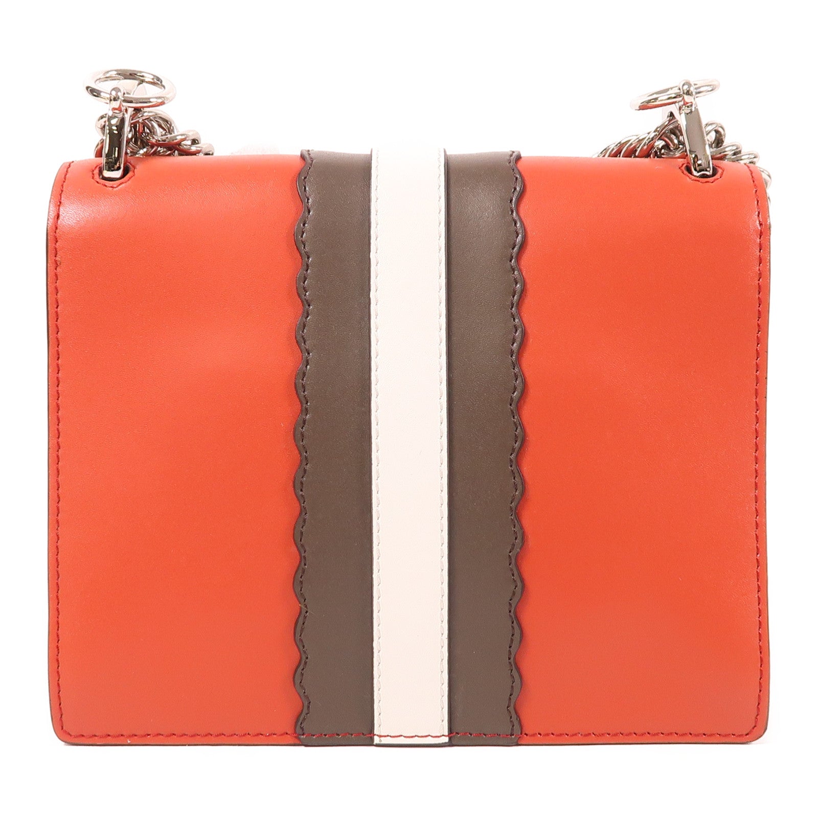 FENDI 【激減優惠】牛皮皮革Small Kan I Faces銀扣鏈帶肩背袋