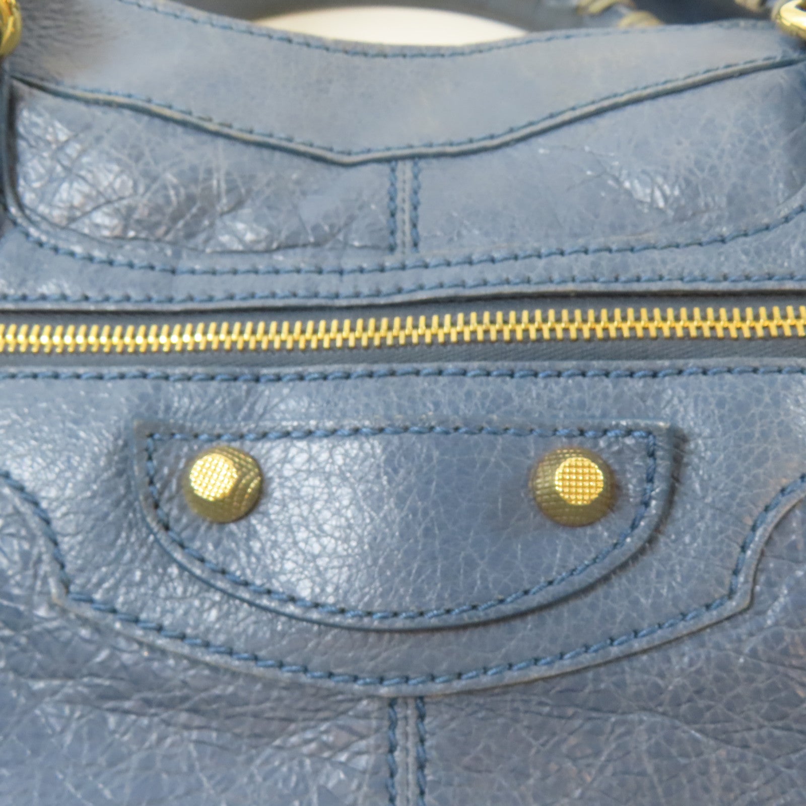 BALENCIAGA 牛皮皮革Part Time金扣手挽肩背兩用袋藍色