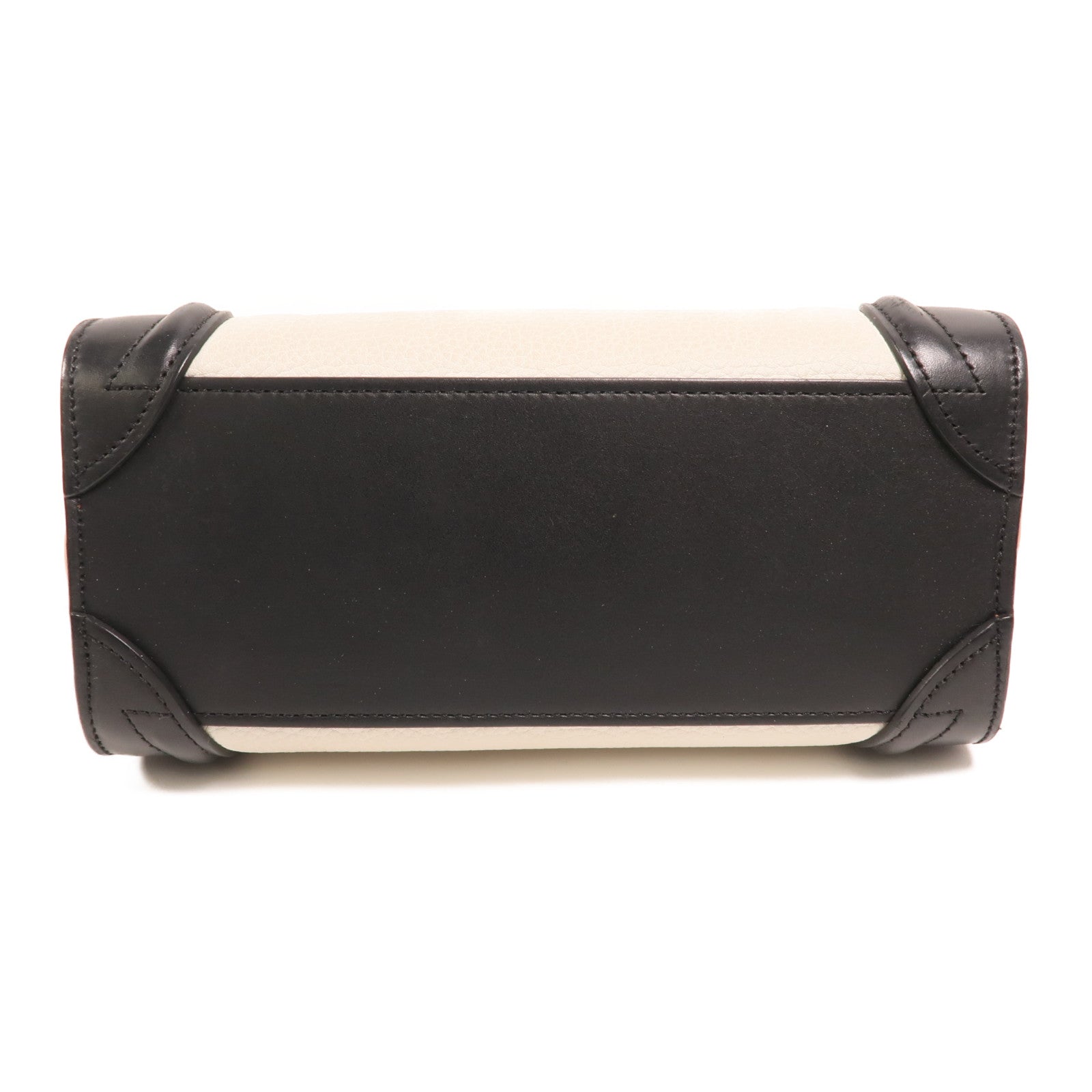 CELINE 牛皮皮革/絨布Nano Luggage銀扣肩背袋