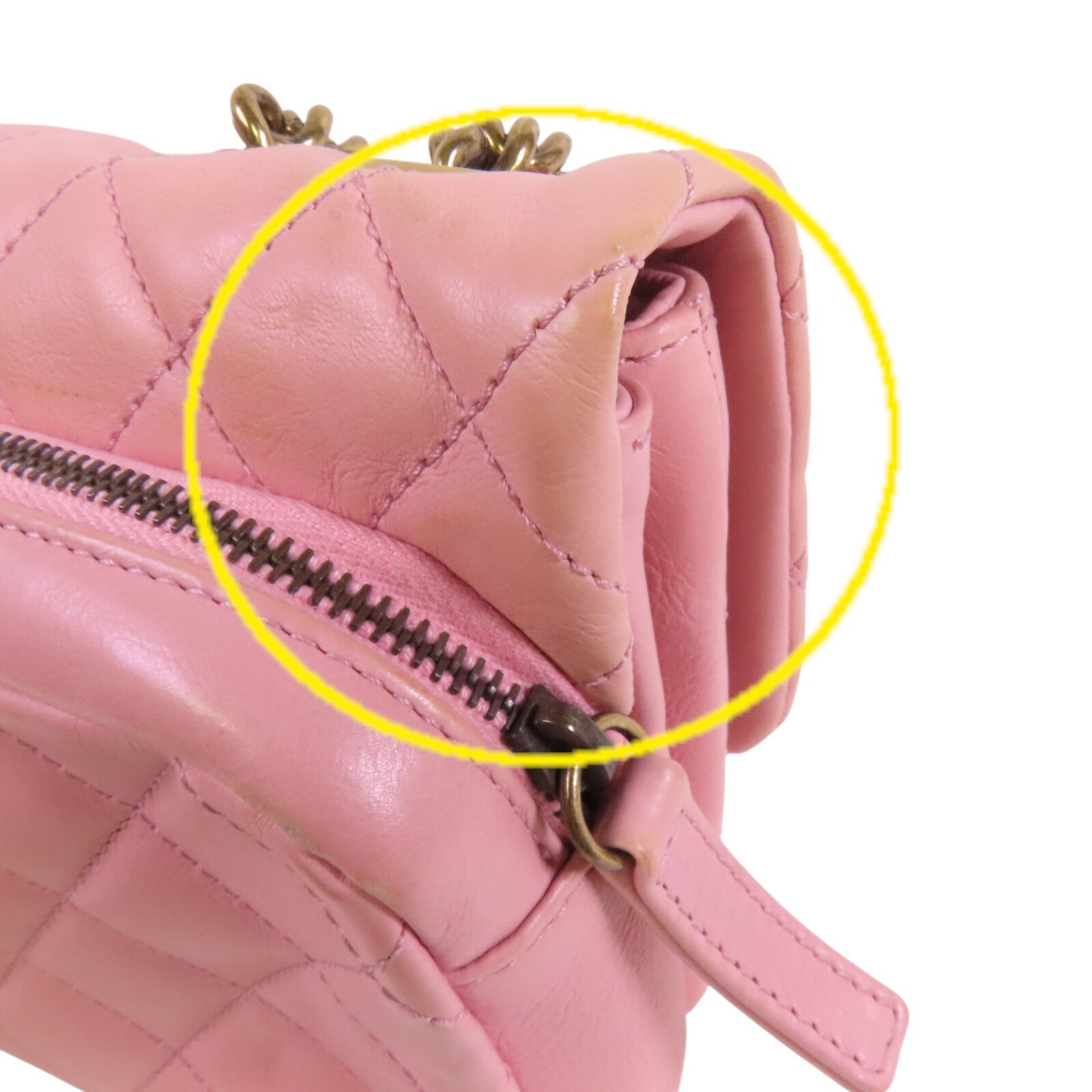 CHANEL 牛皮皮革Chain Shoulder金扣鏈帶肩背袋