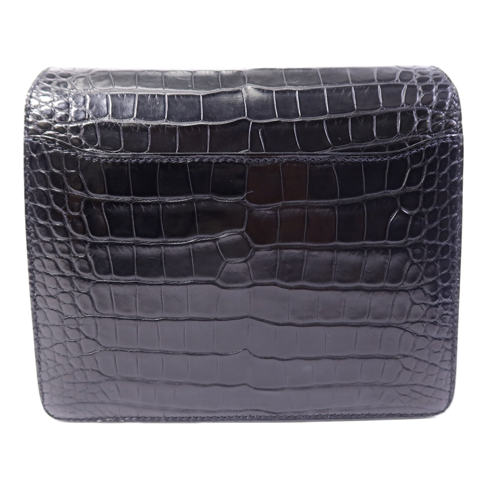HERMES Croco Niloticus皮革Roulis Mini肩背袋Noir