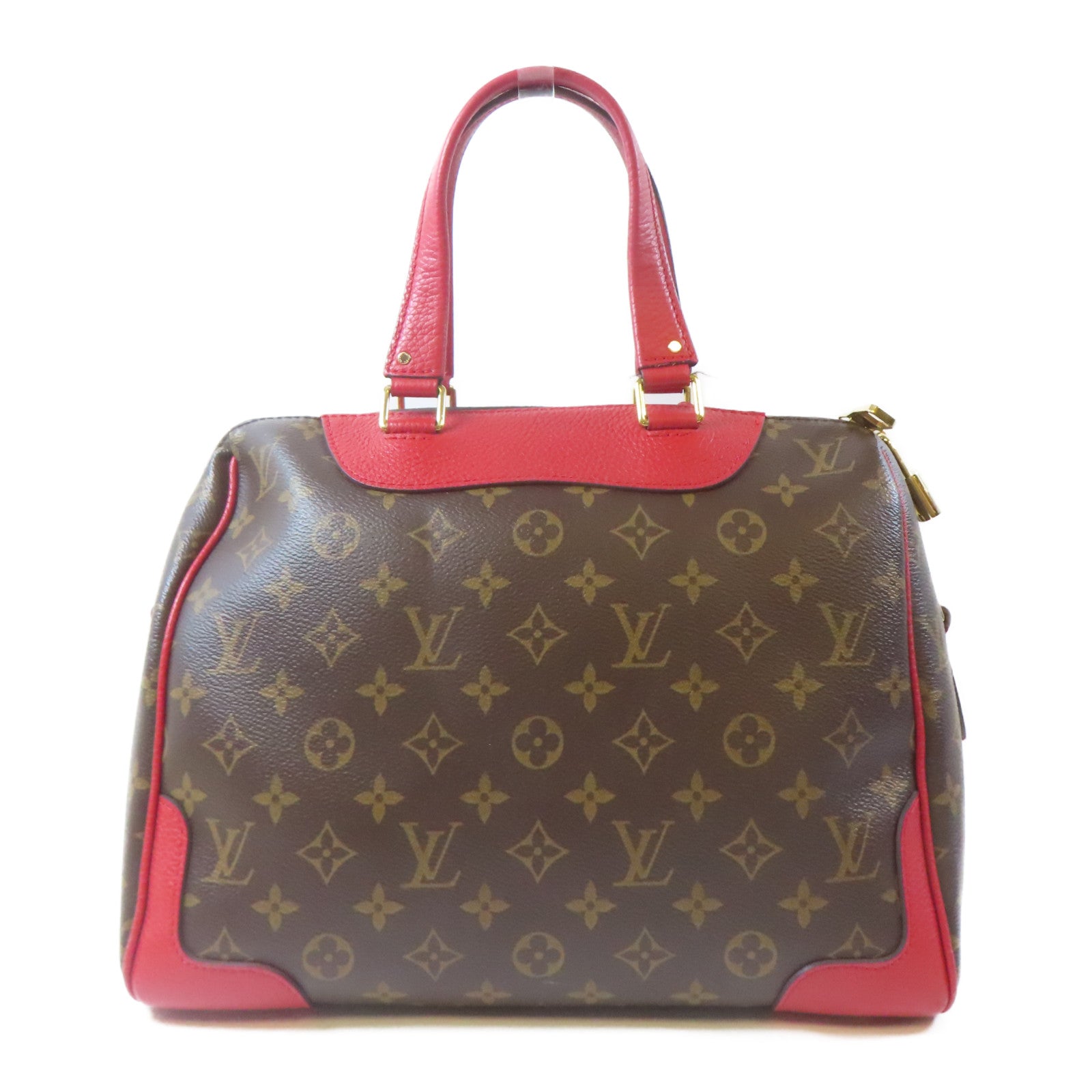 LOUIS VUITTON Monogram Retiro PM金扣手挽肩背兩用袋啡色/紅色