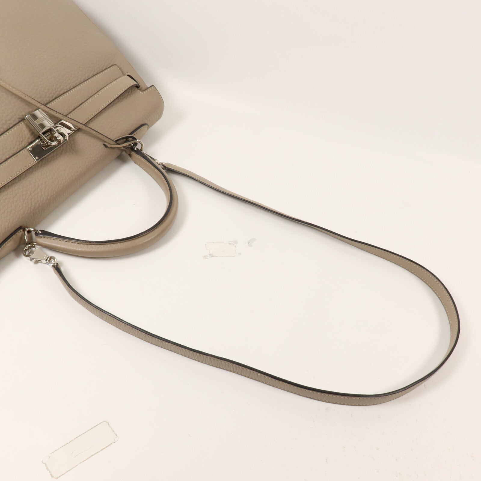 HERMES Clemence皮革Kelly 35手挽肩背兩用袋Gris Tourterelle