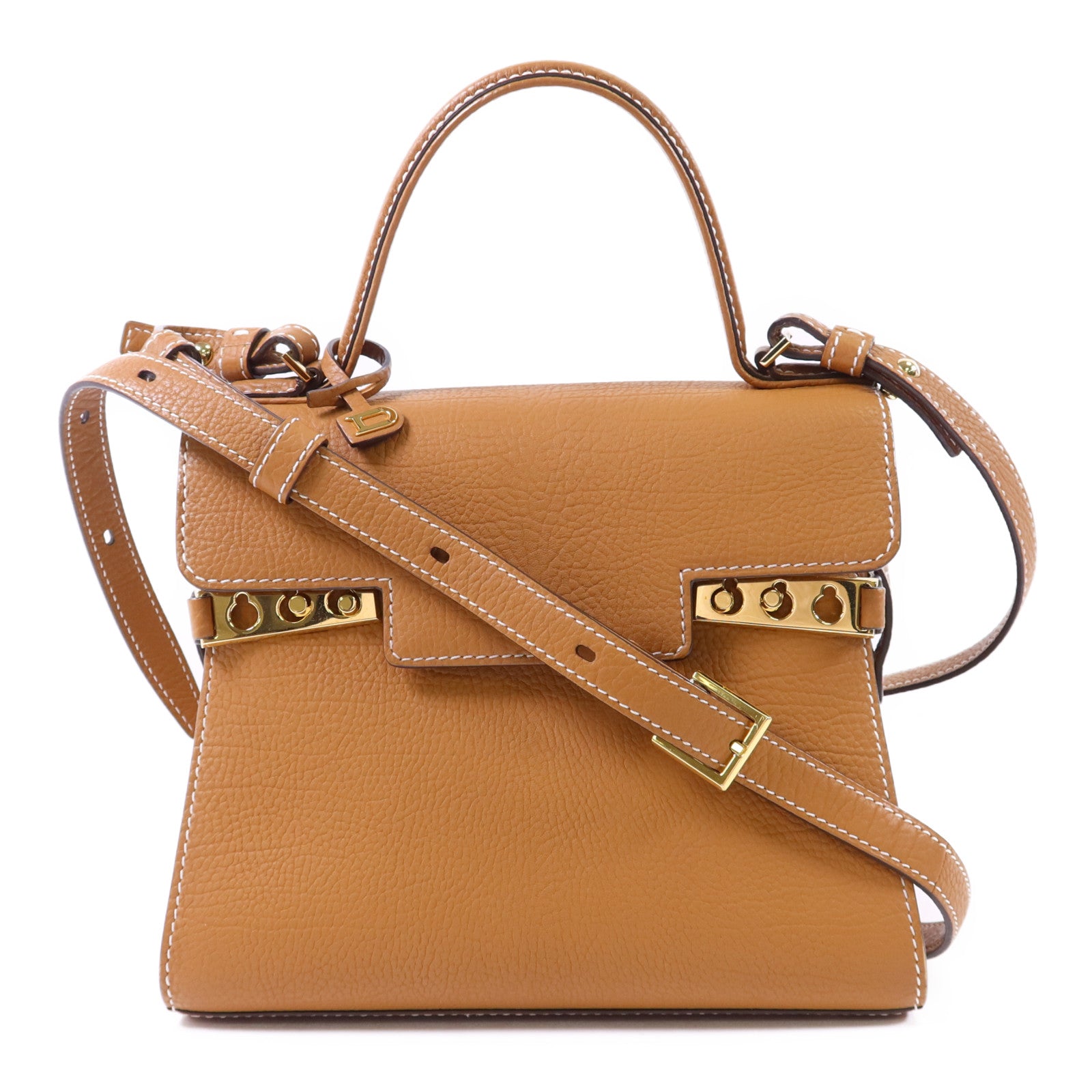 Delvaux 牛皮皮革Tempete PM金扣手挽肩背兩用袋