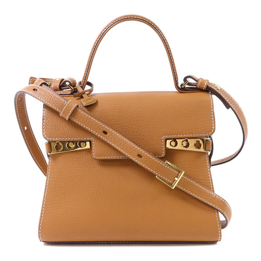 Delvaux 牛皮皮革Tempete PM金扣手挽肩背兩用袋