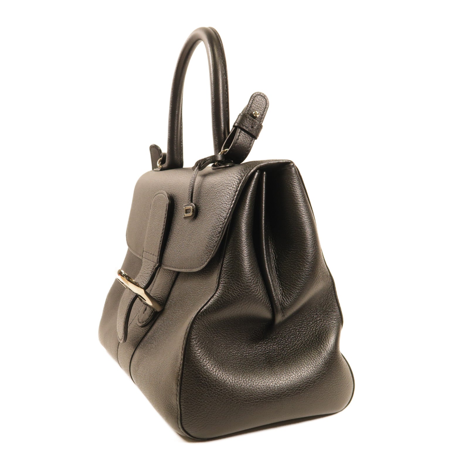 Delvaux 牛皮皮革Brillant MM金扣手挽肩背兩用袋黑色