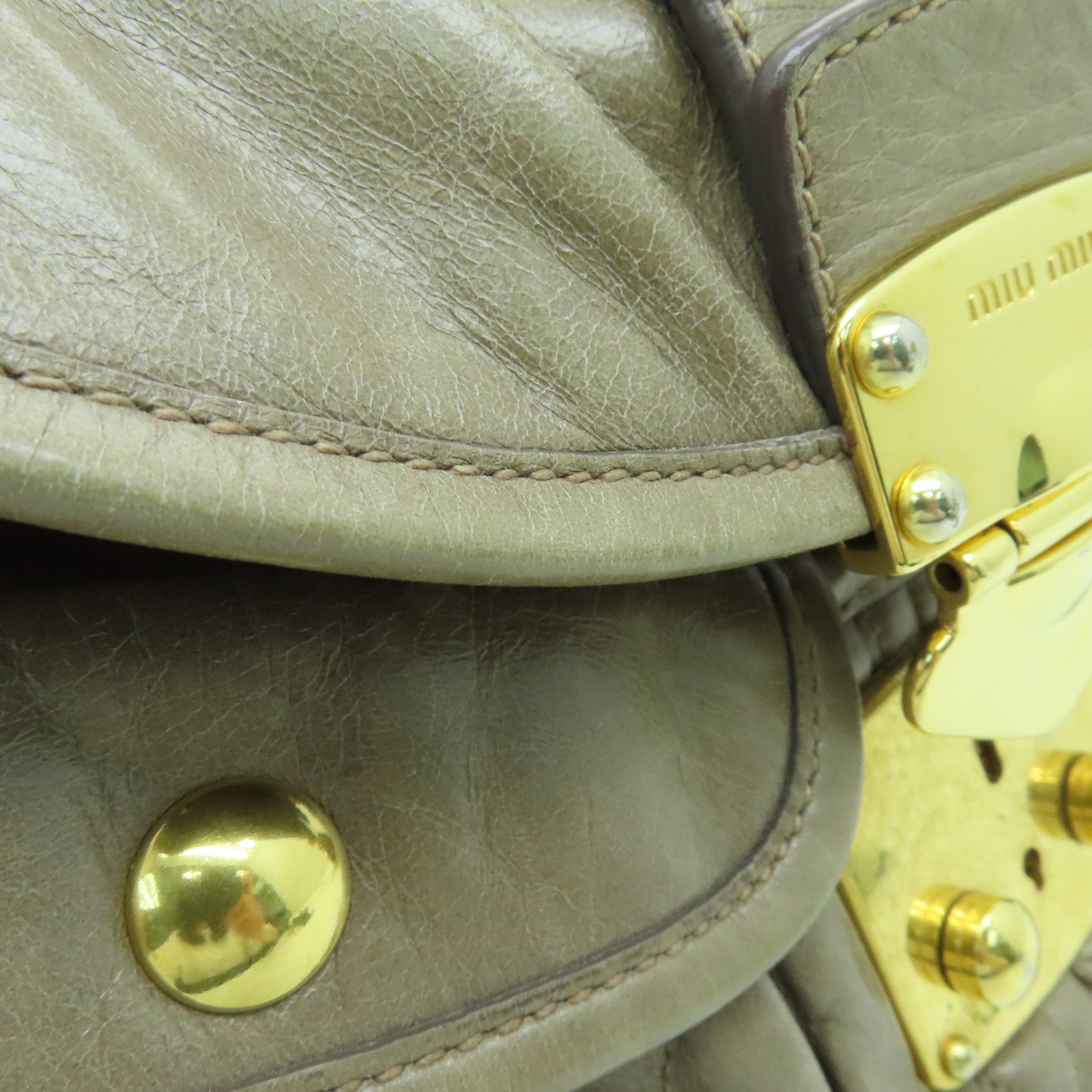 Miu Miu 牛皮皮革2way Shoulder Bag金扣手挽肩背两用袋啡色
